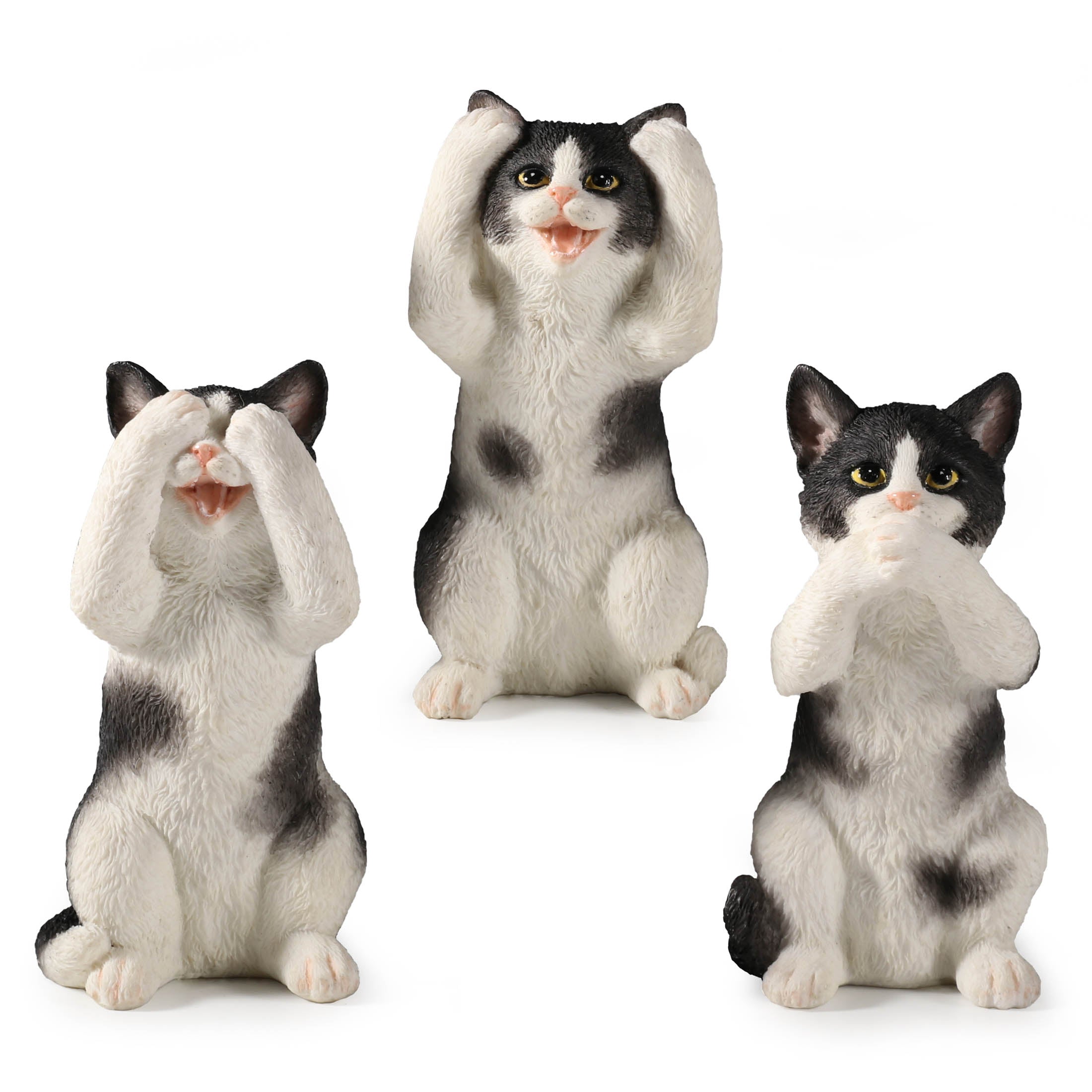 Three Striped Kittens See No Hear No Speak No Evil (Set of 3)