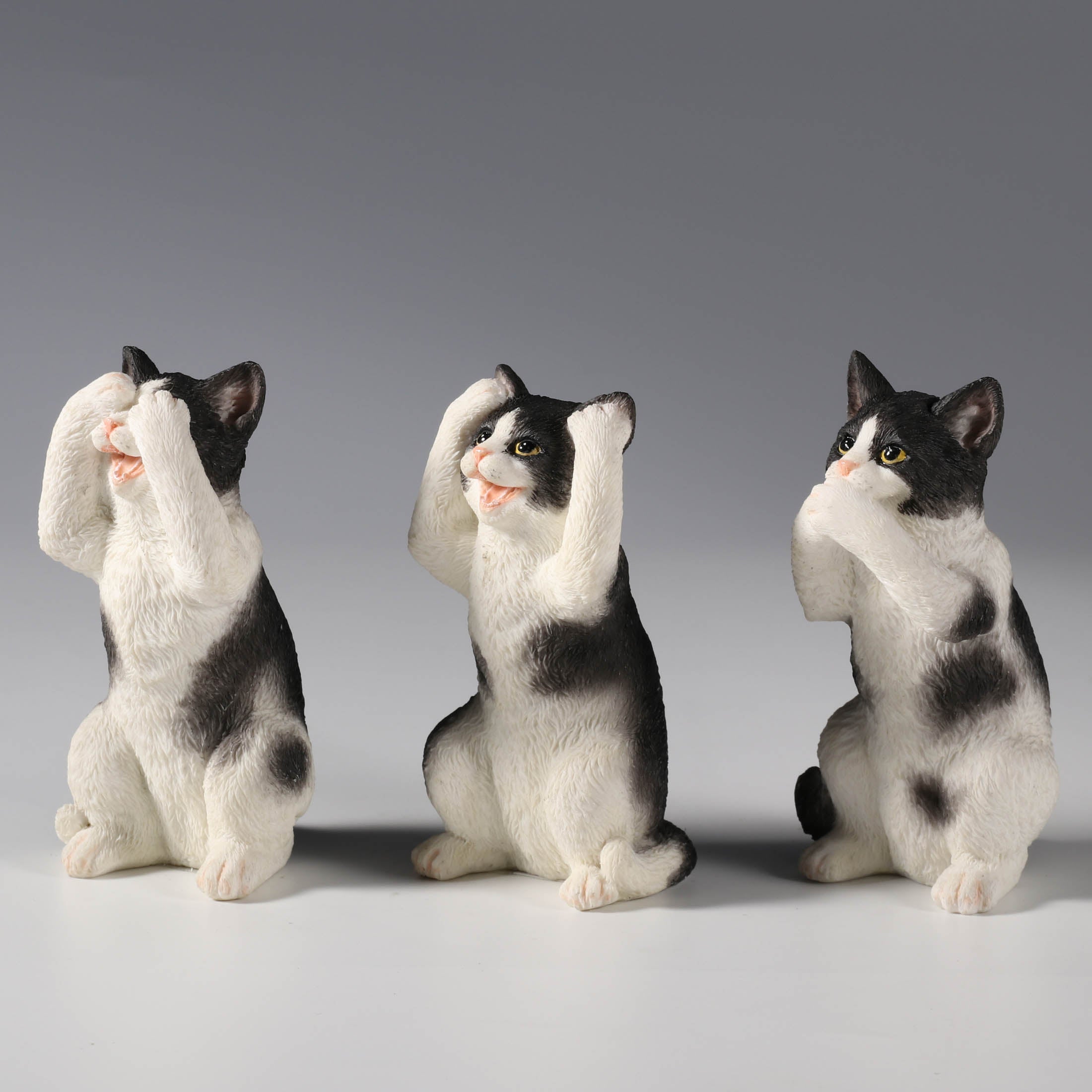 Three Striped Kittens See No Hear No Speak No Evil (Set of 3)