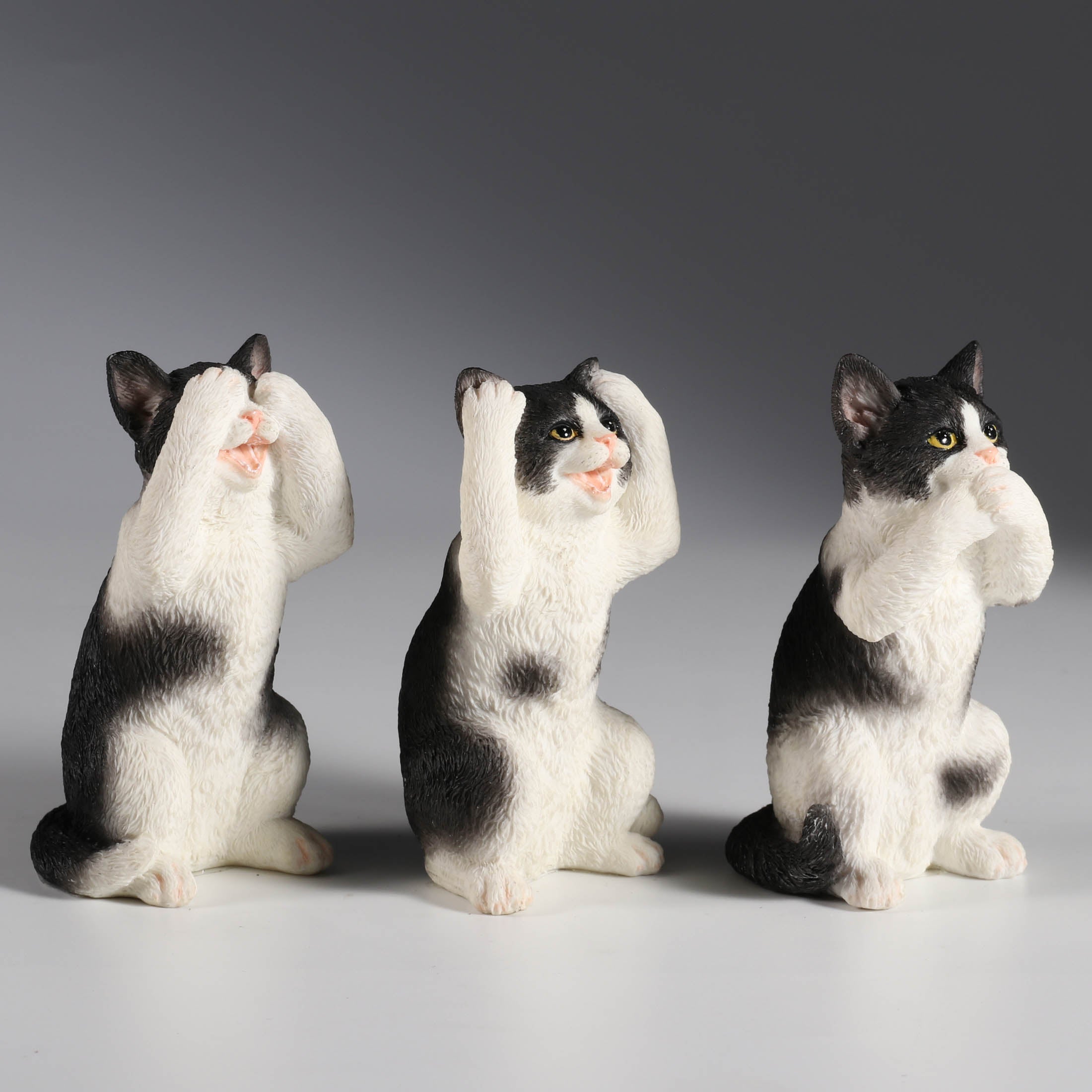 Three Striped Kittens See No Hear No Speak No Evil (Set of 3)