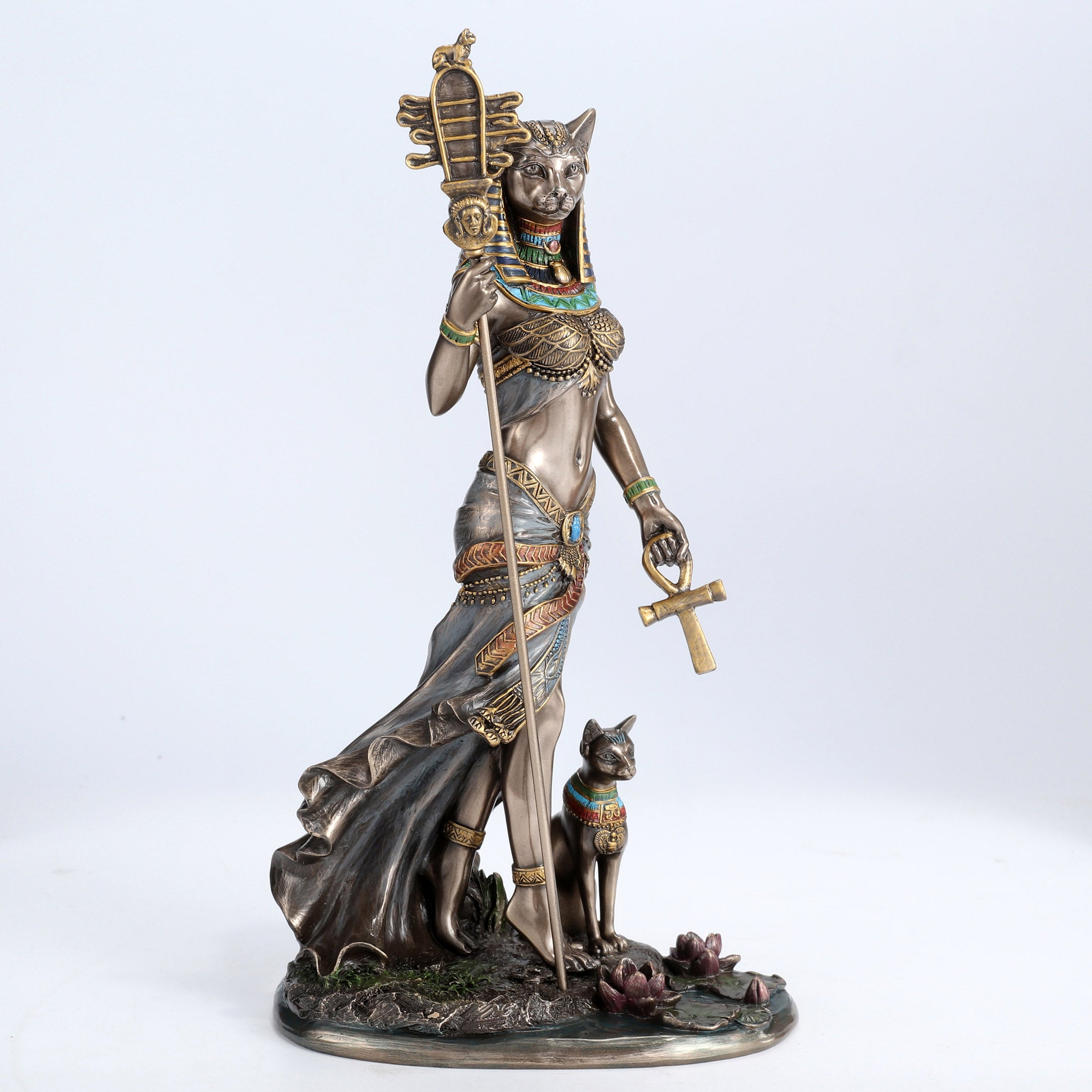 Egyptian Goddess Bastet Holding Sistrum And Ankh