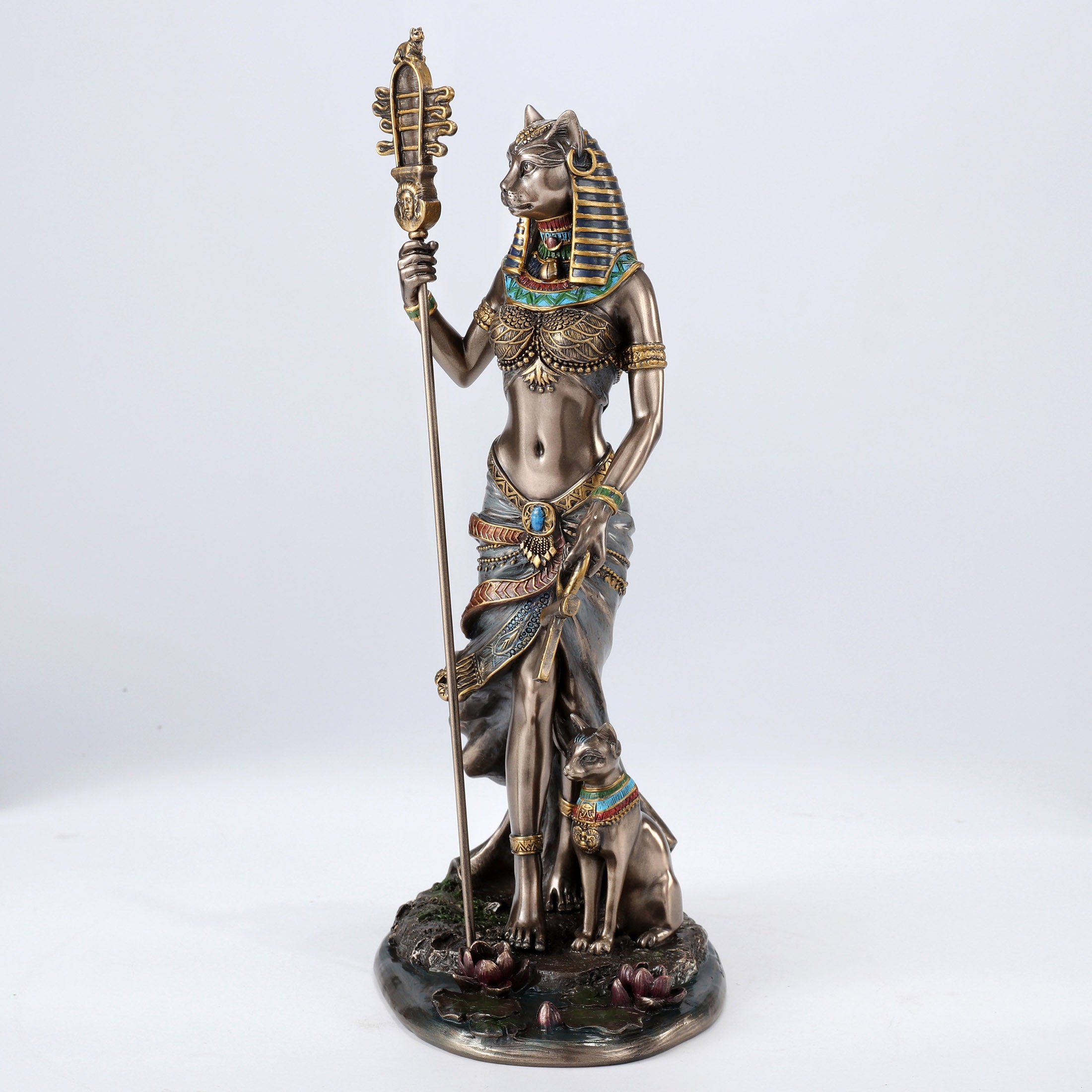 Egyptian Goddess Bastet Holding Sistrum And Ankh