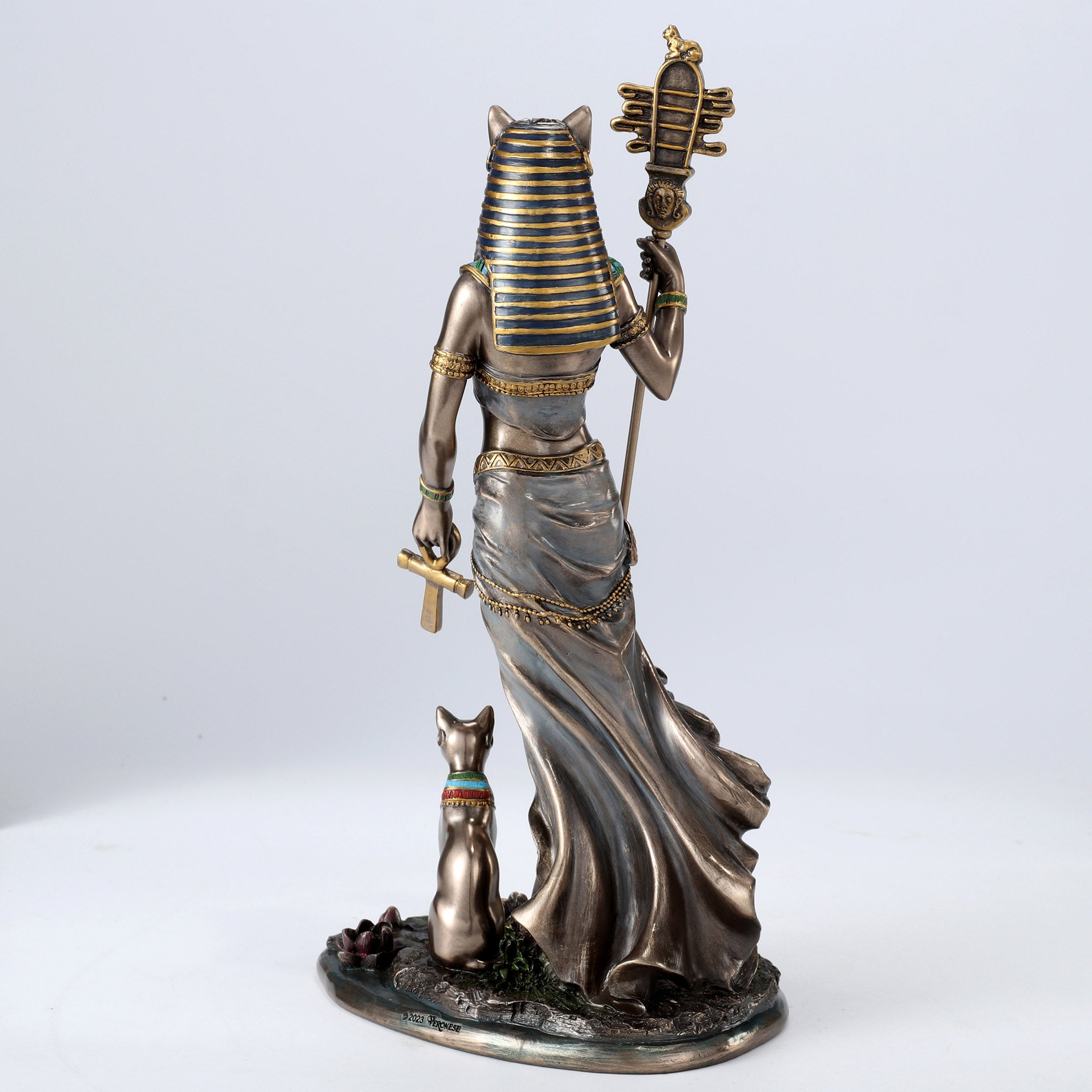 Egyptian Goddess Bastet Holding Sistrum And Ankh