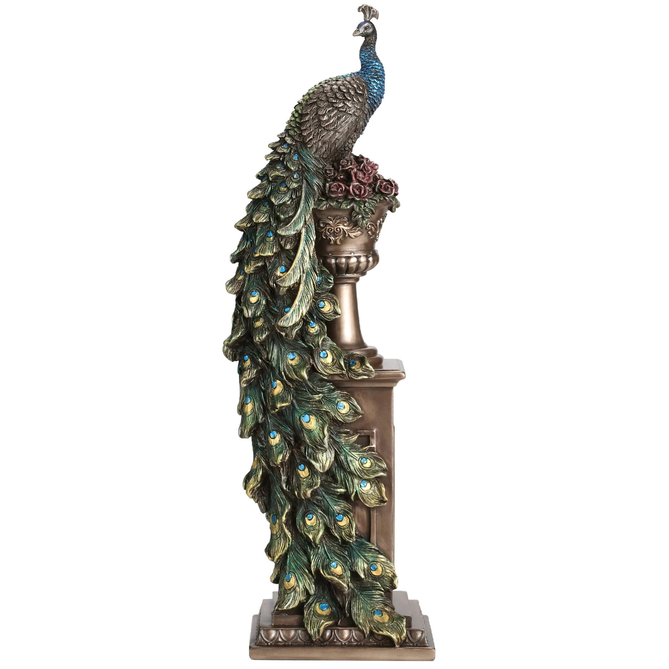 Peacock Perching On Column Vase