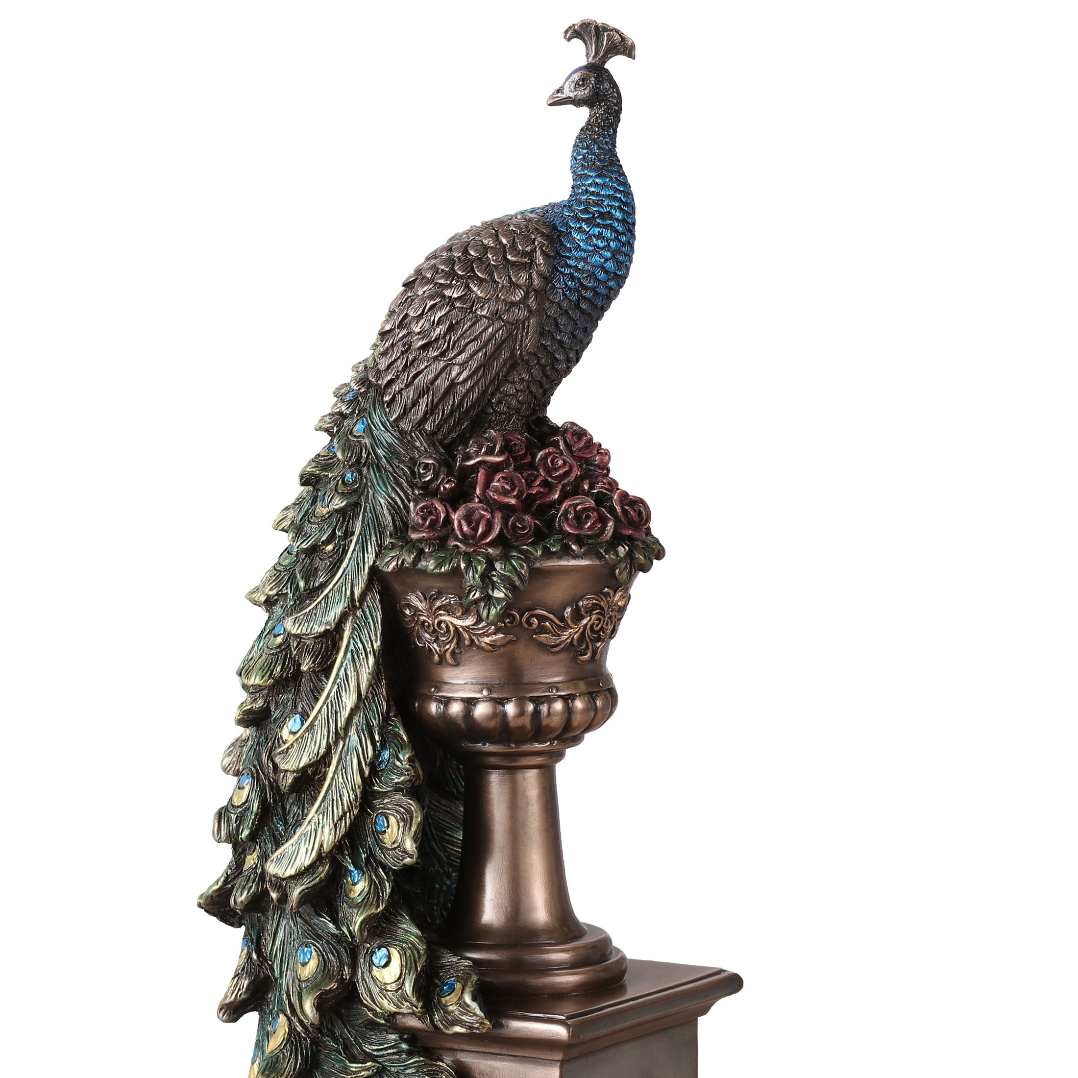 Peacock Perching On Column Vase