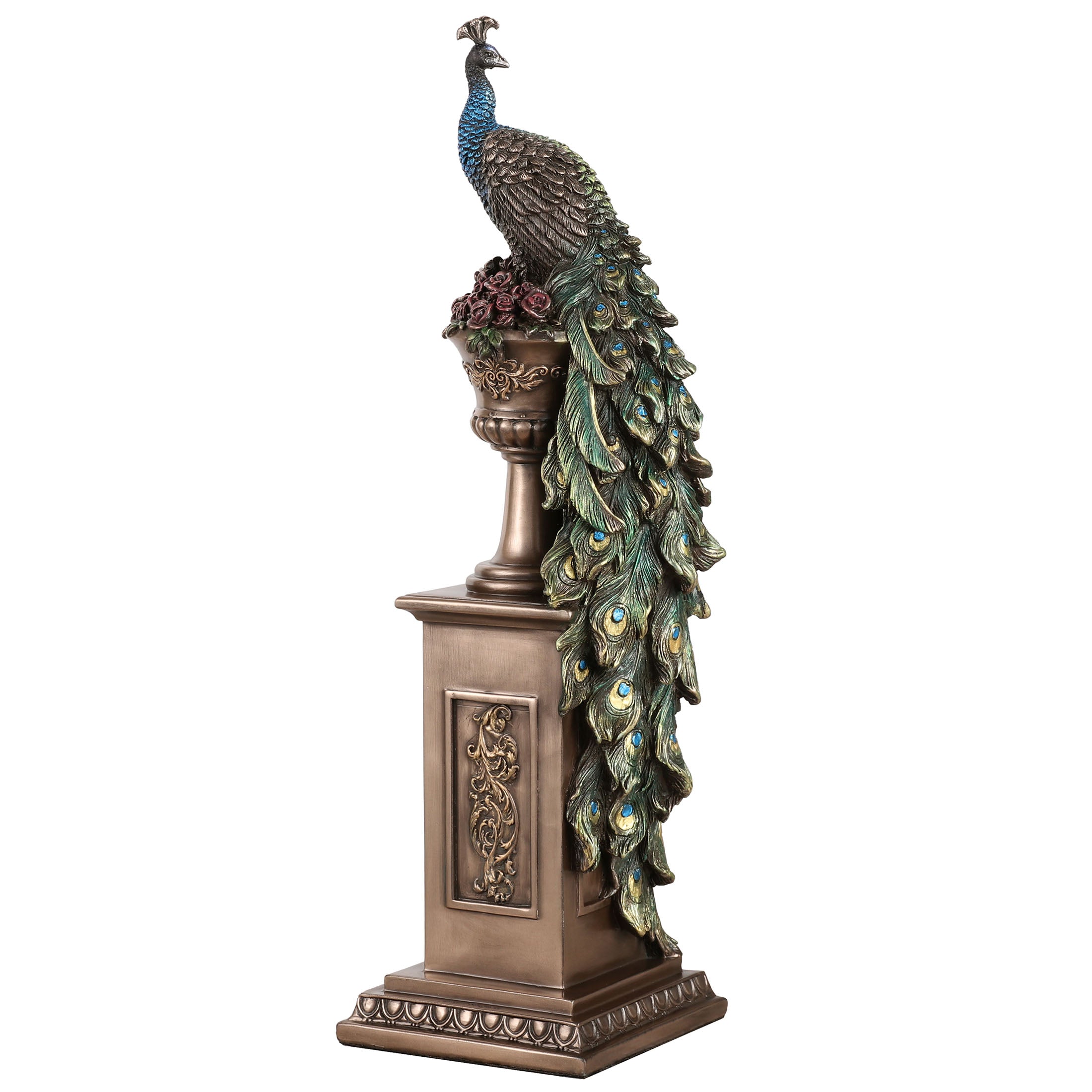 Peacock Perching On Column Vase