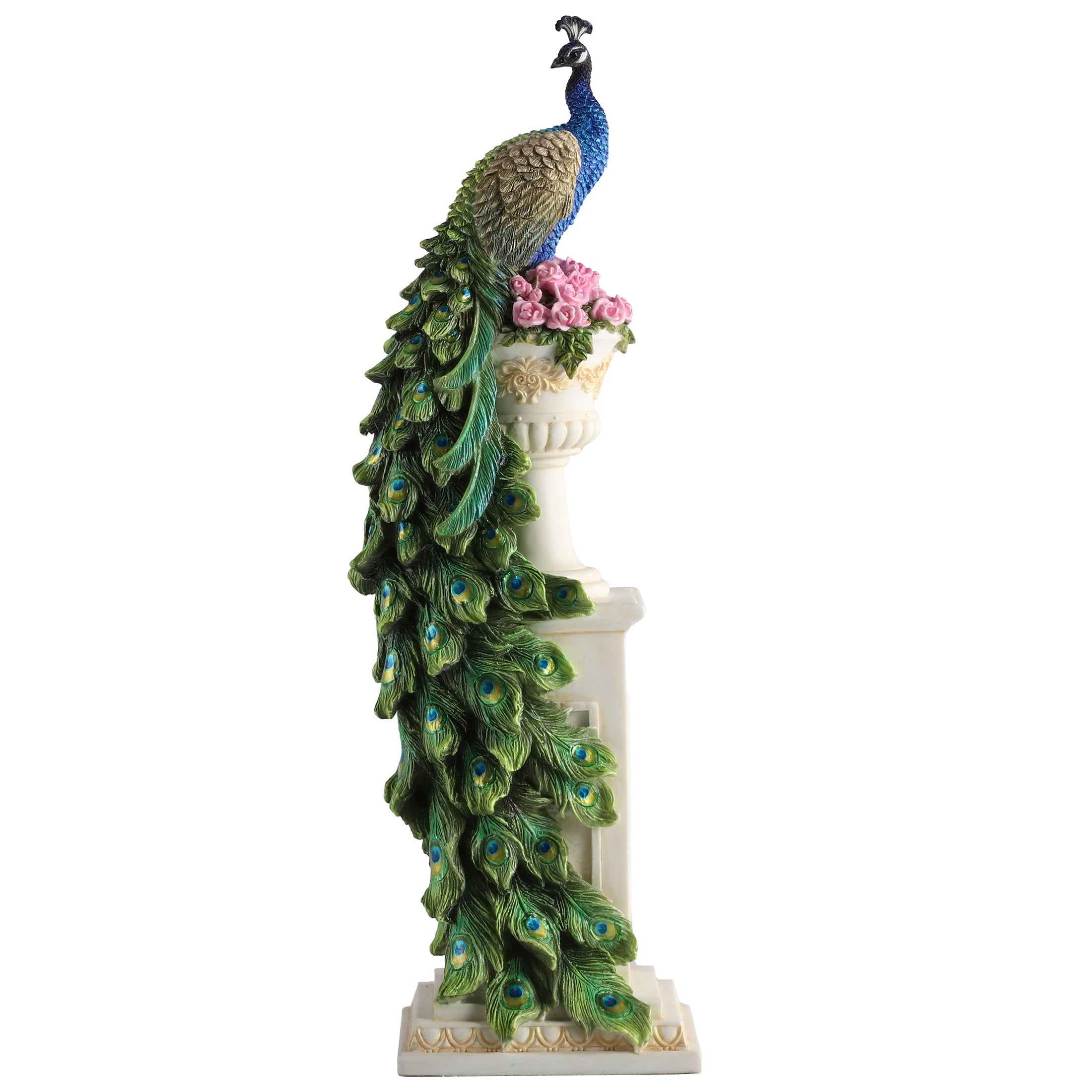 Peacock Perching On Column Vase