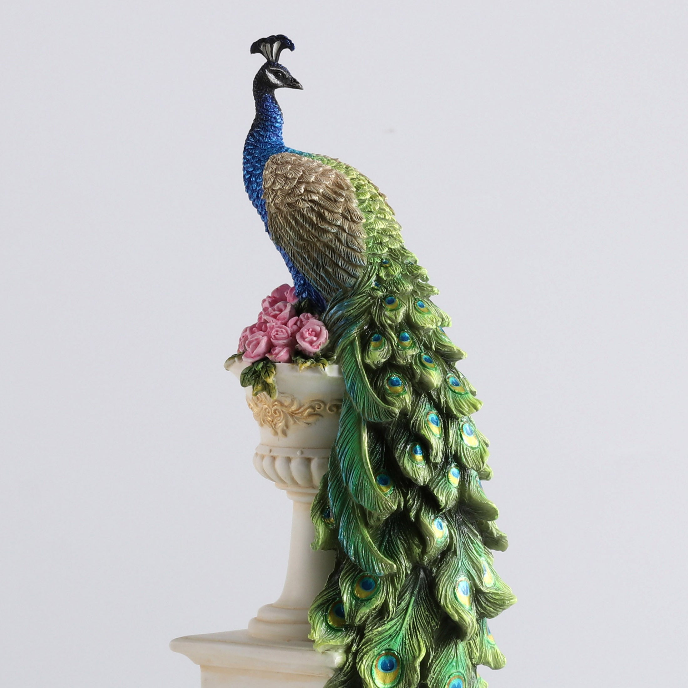 Peacock Perching On Column Vase