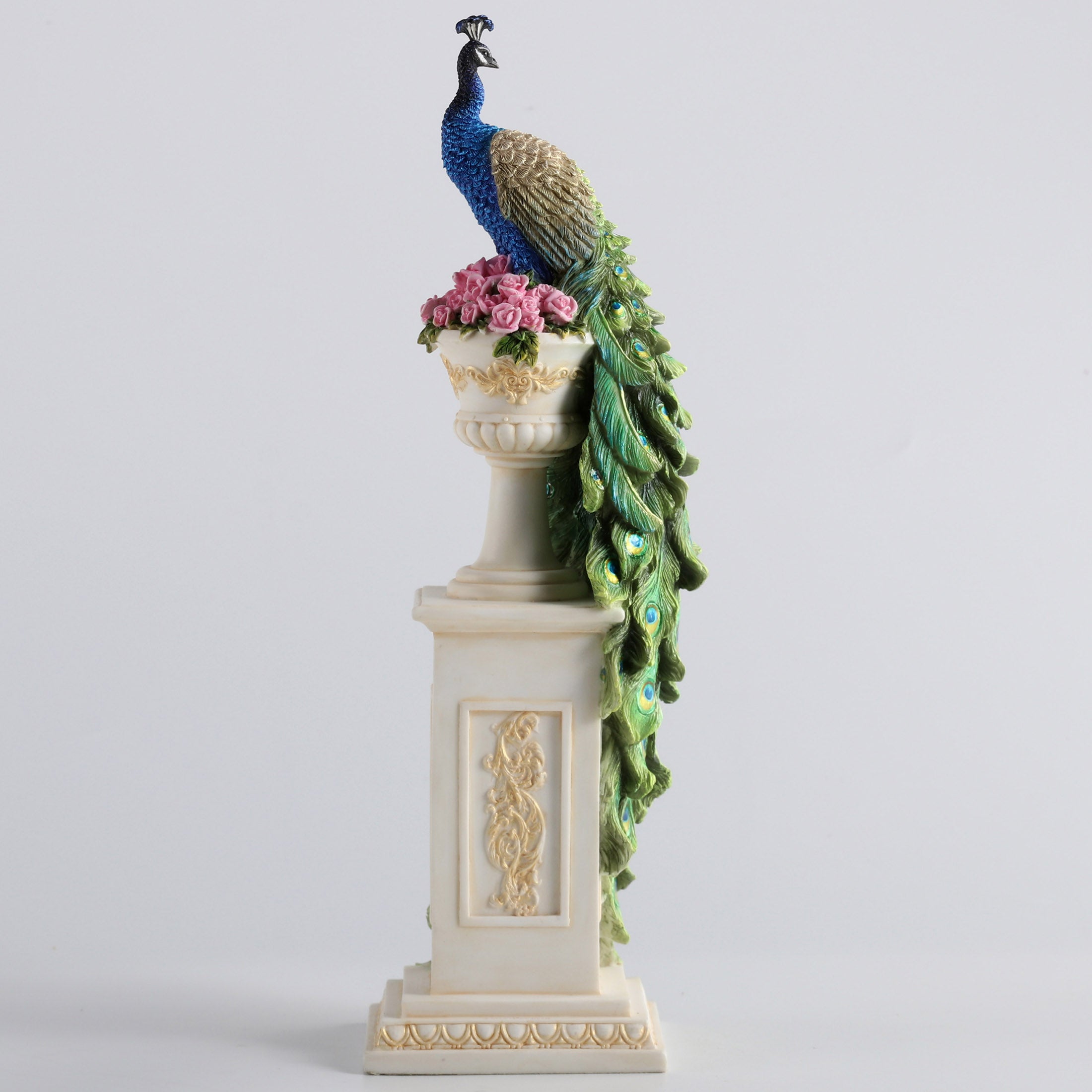 Peacock Perching On Column Vase