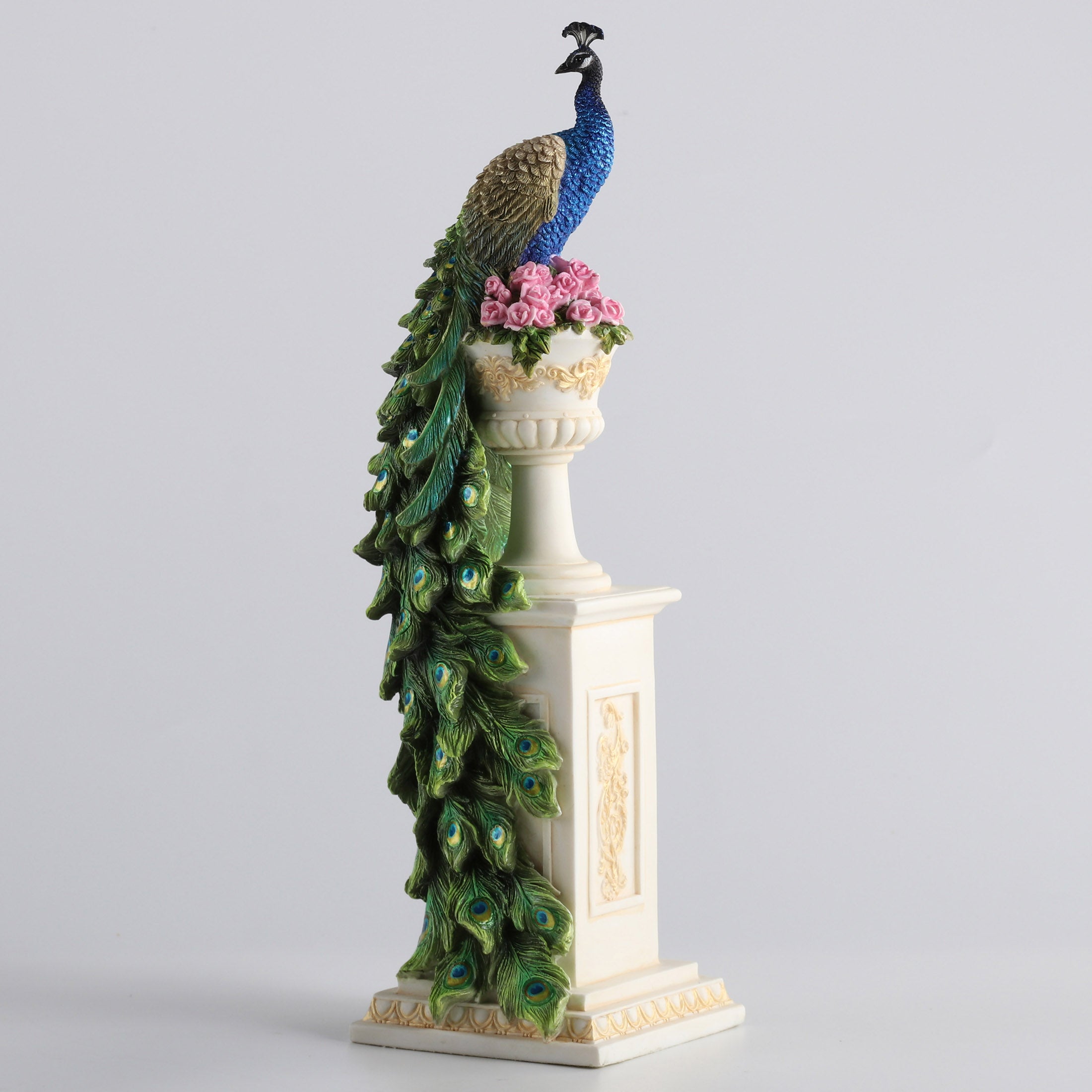 Peacock Perching On Column Vase