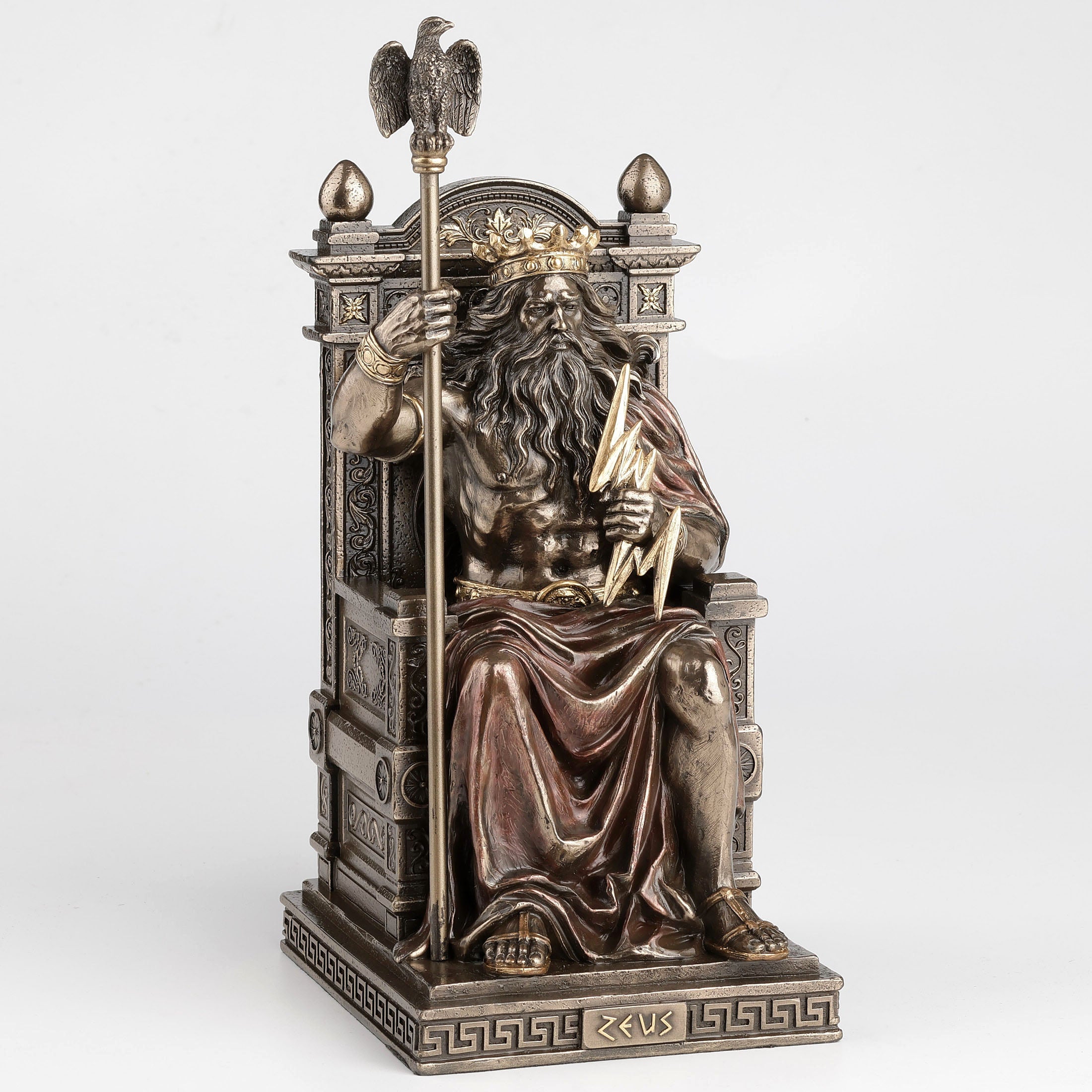 Zeus Holding Thunderbolt Sitting On Throne