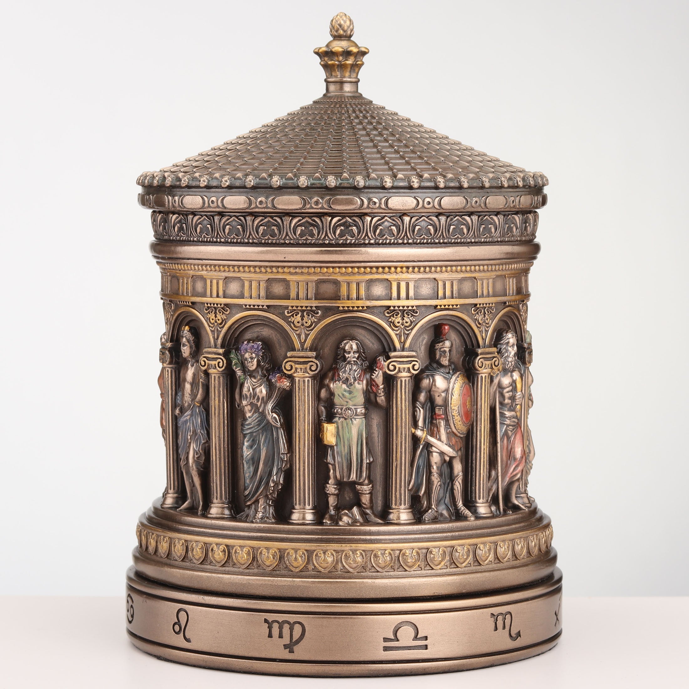 Greek Pantheon Zodiac Rotunda Rotating Trinket Box