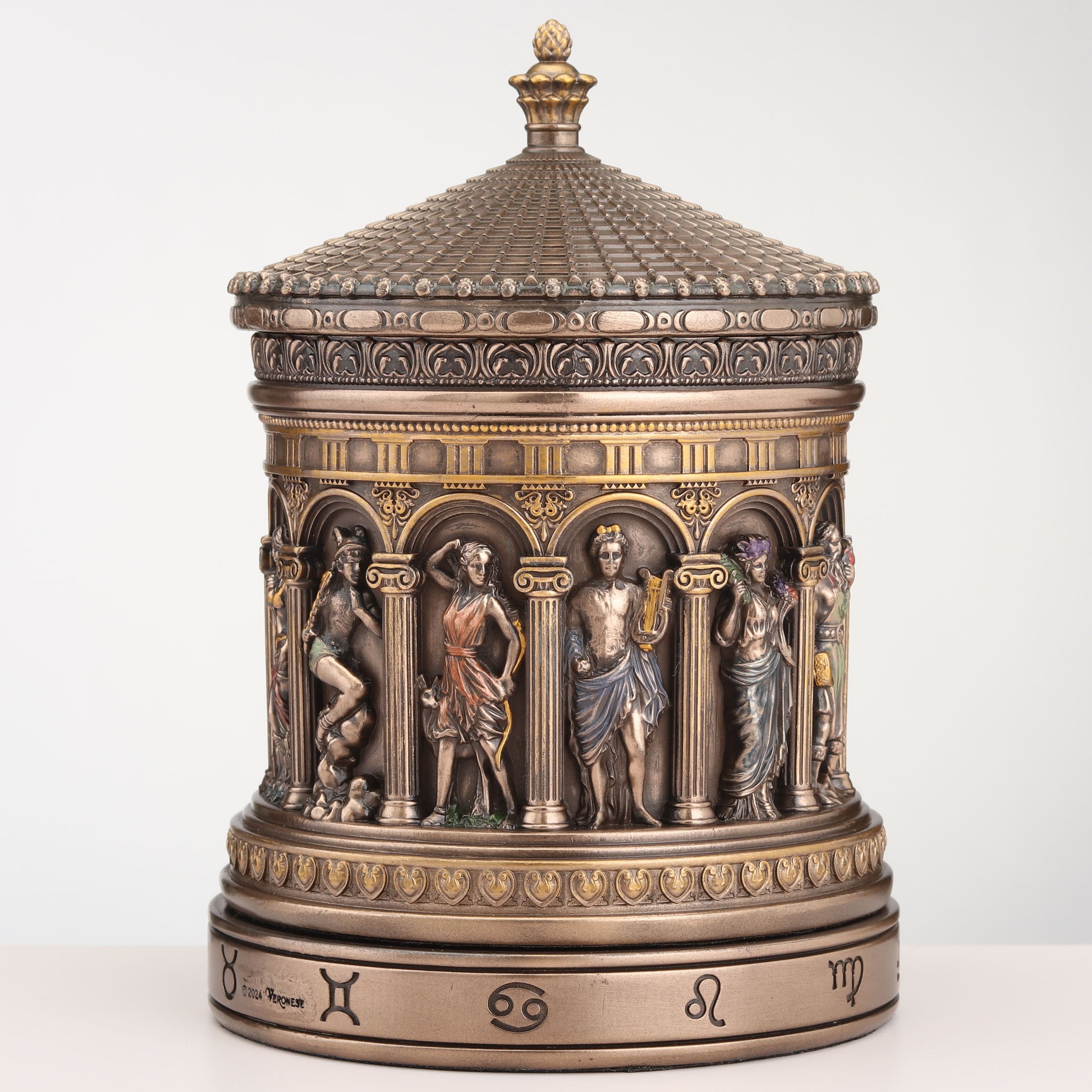 Greek Pantheon Zodiac Rotunda Rotating Trinket Box