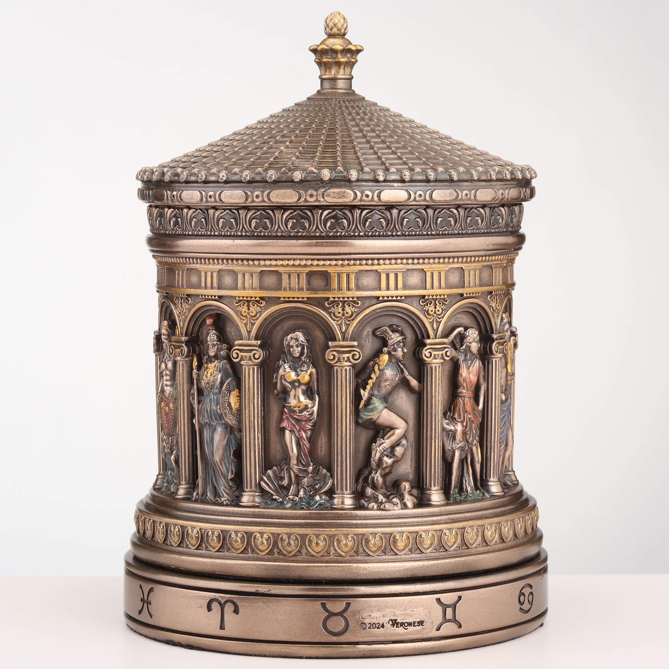 Greek Pantheon Zodiac Rotunda Rotating Trinket Box