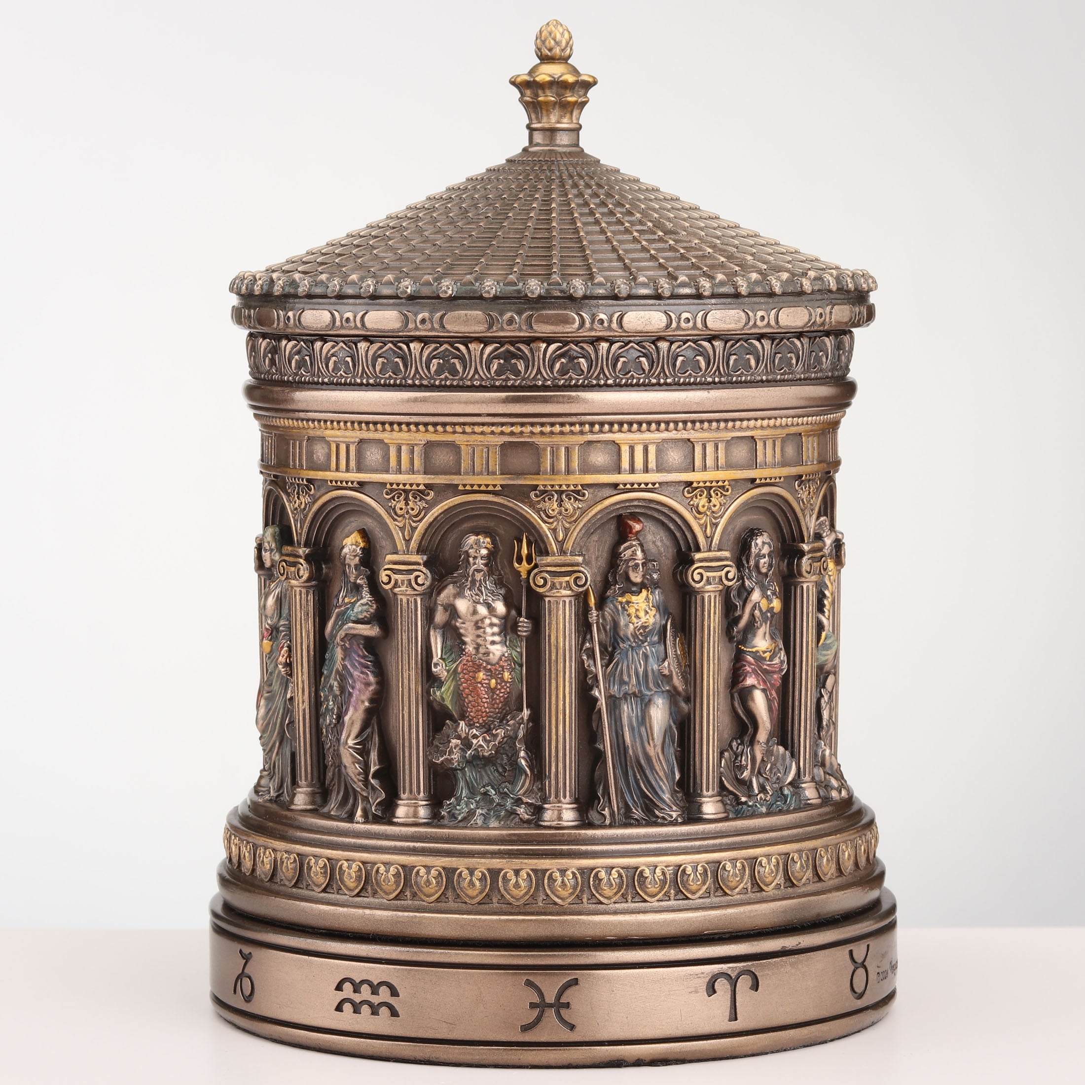 Greek Pantheon Zodiac Rotunda Rotating Trinket Box