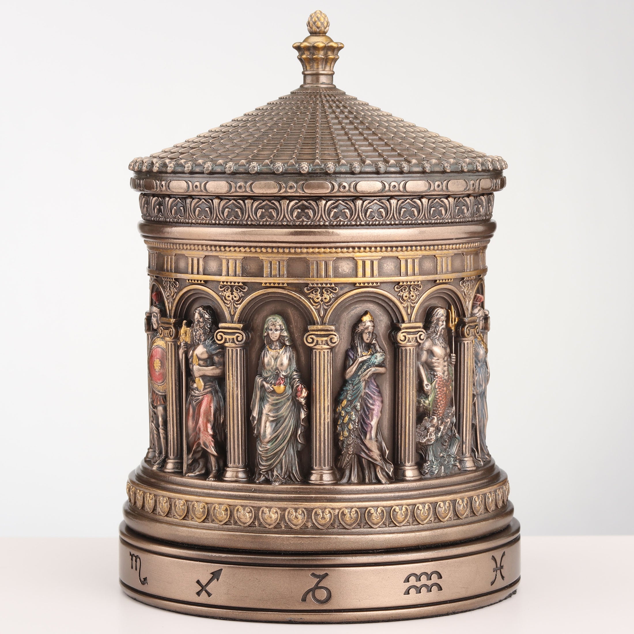 Greek Pantheon Zodiac Rotunda Rotating Trinket Box