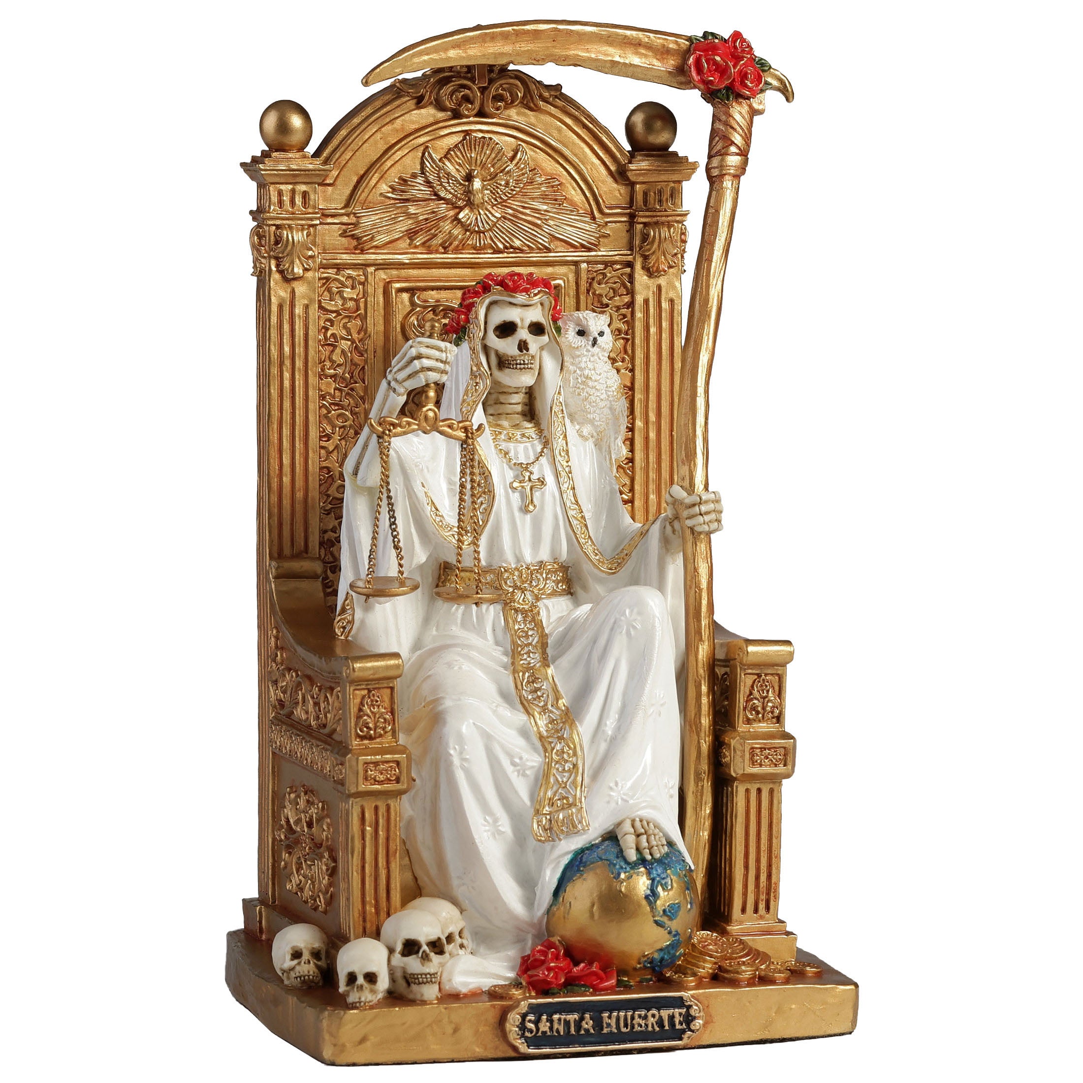 Santa Muerte On Throne With Scythe And Scale