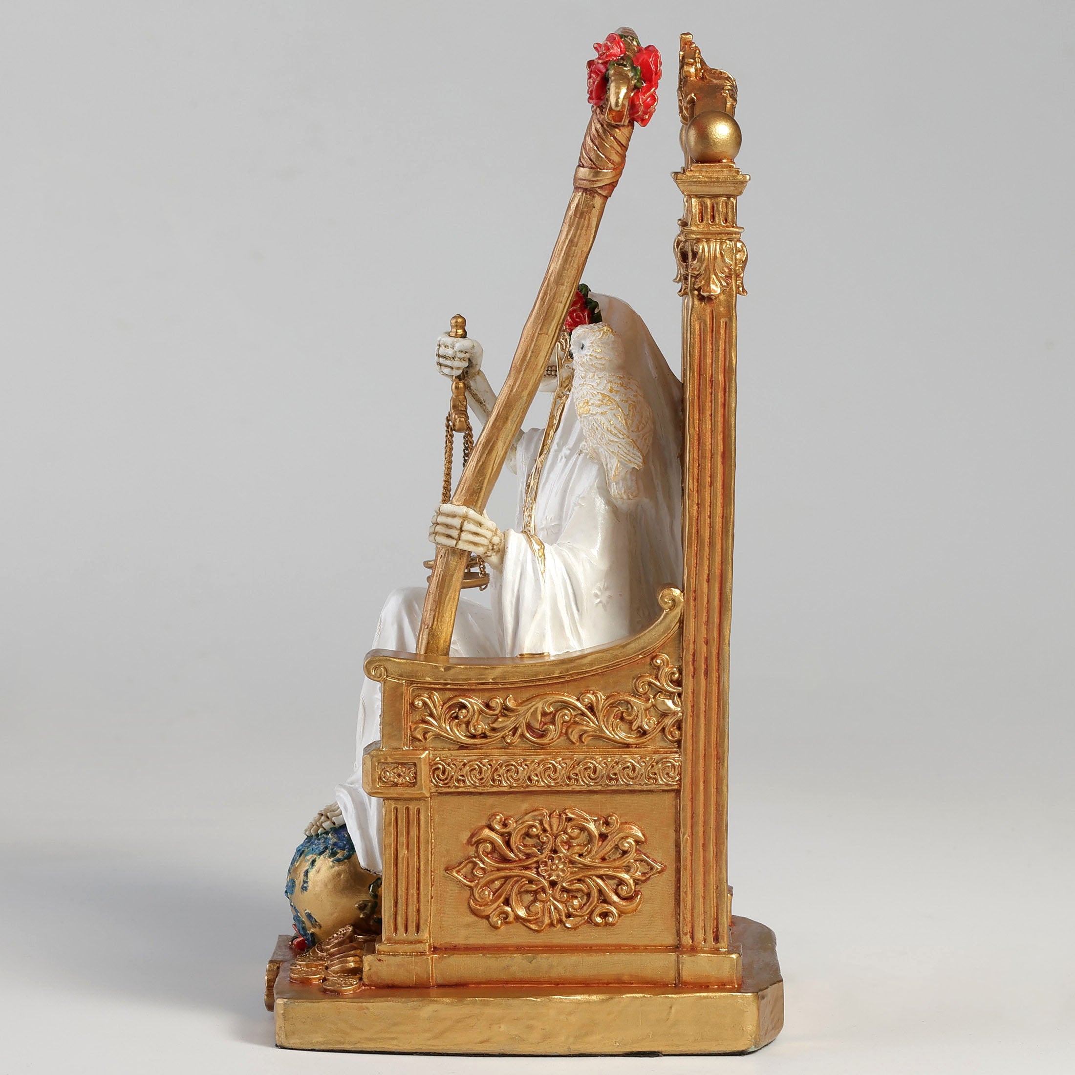 Santa Muerte On Throne With Scythe And Scale