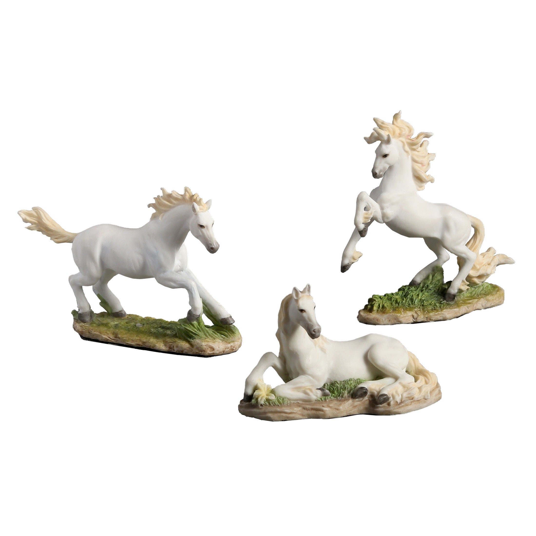 White Horses Running Lying And Prancing