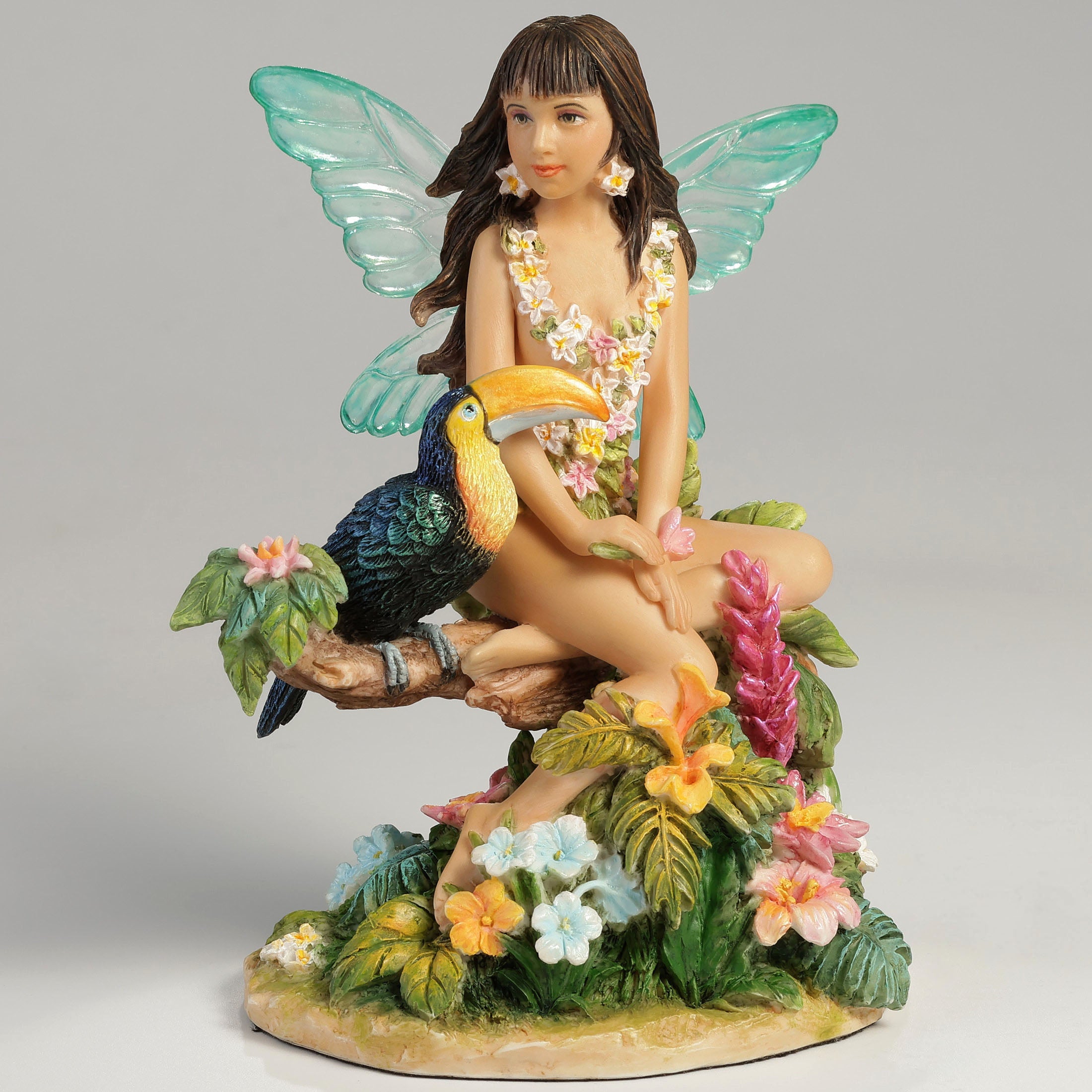 Tropical Cyan Fairy With A Toucan