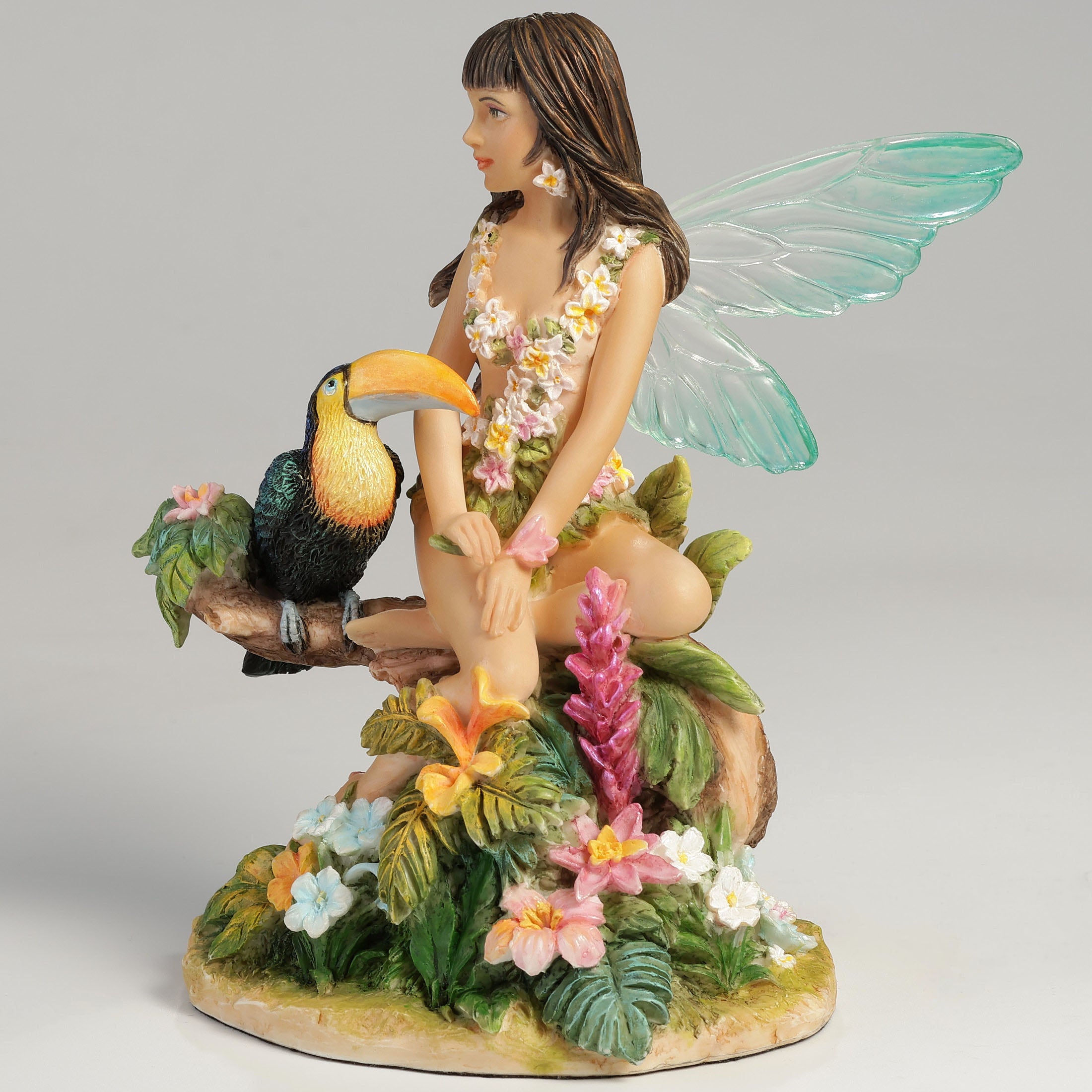 Tropical Cyan Fairy With A Toucan