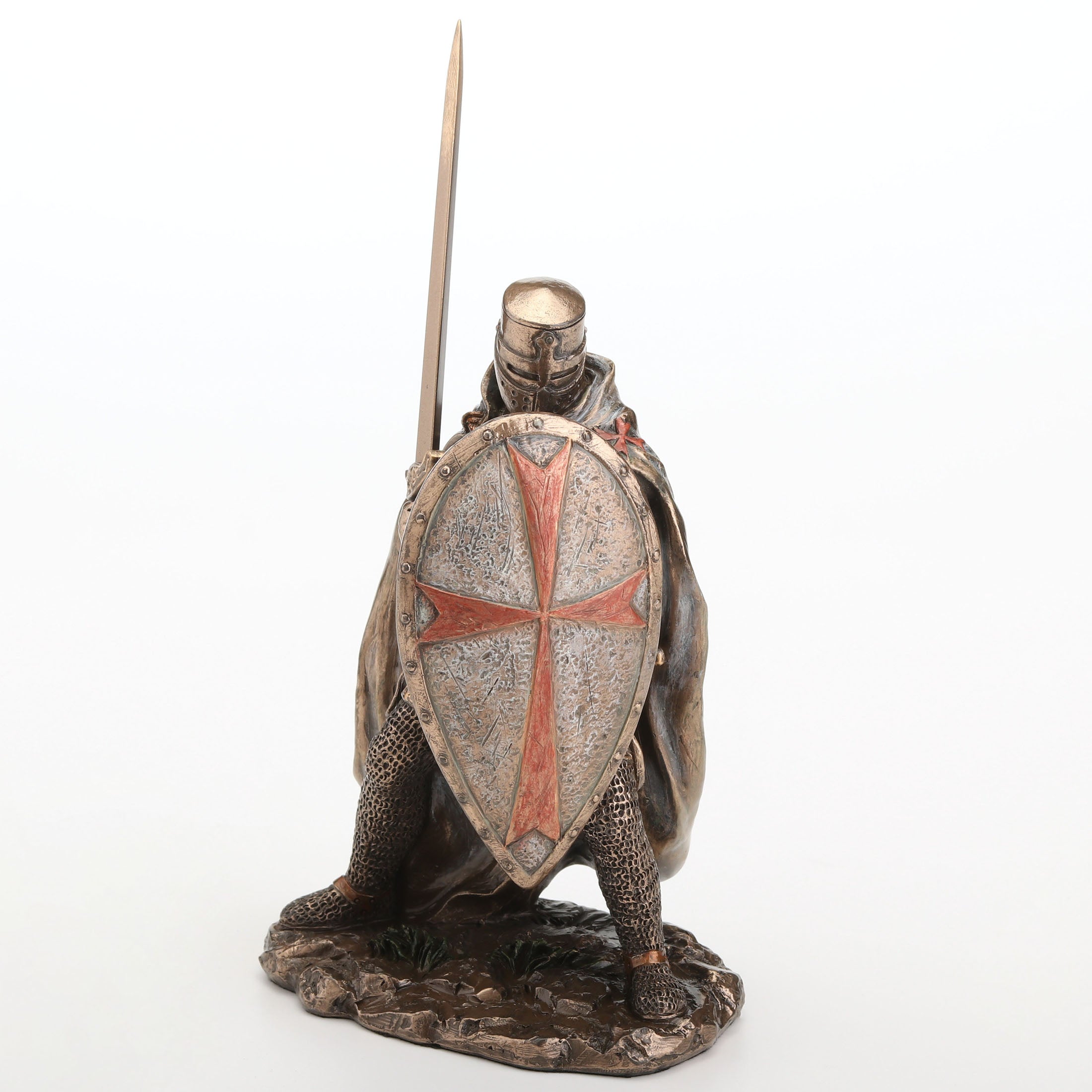 Knights Templar Crusader Wielding Sword and Shield