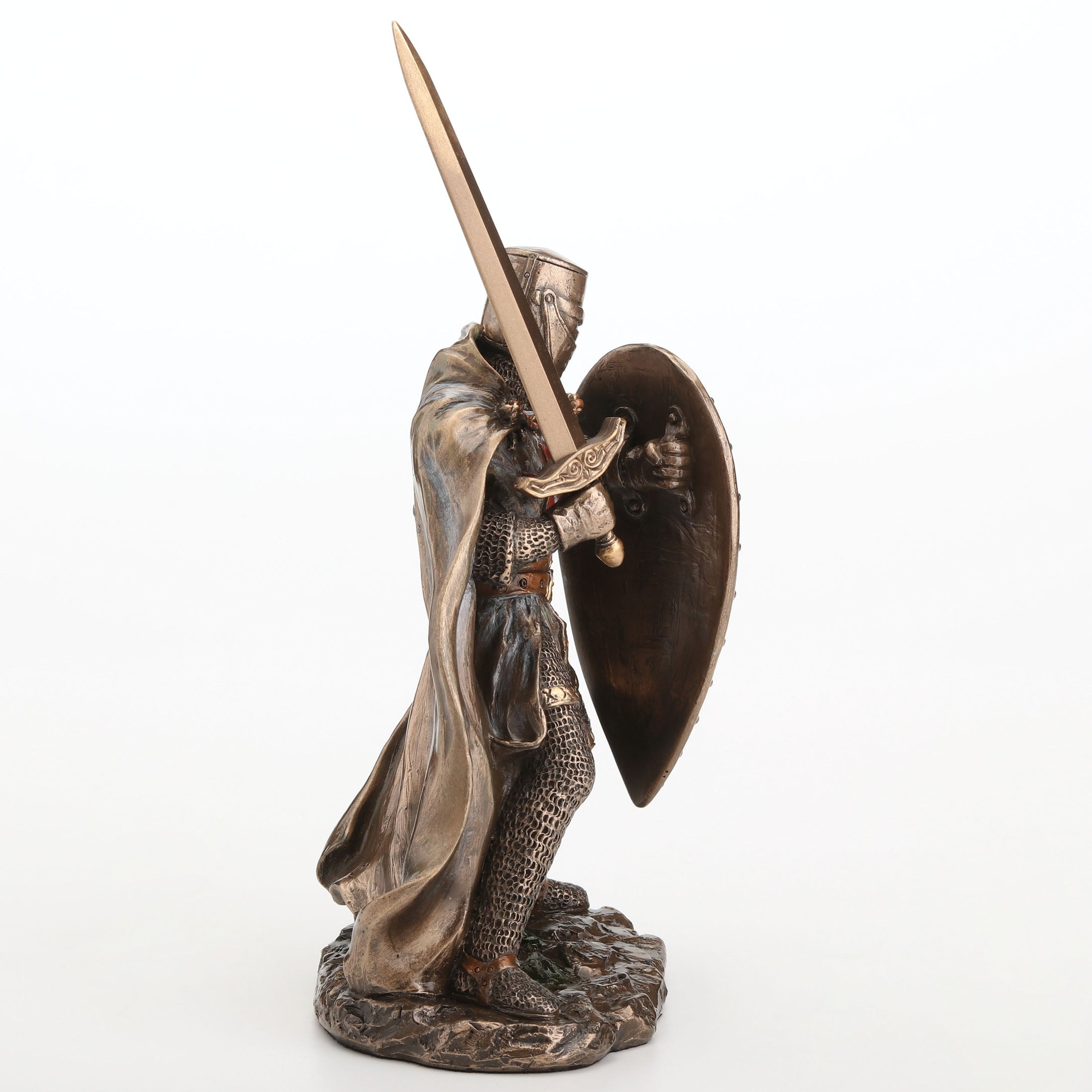 Knights Templar Crusader Wielding Sword and Shield