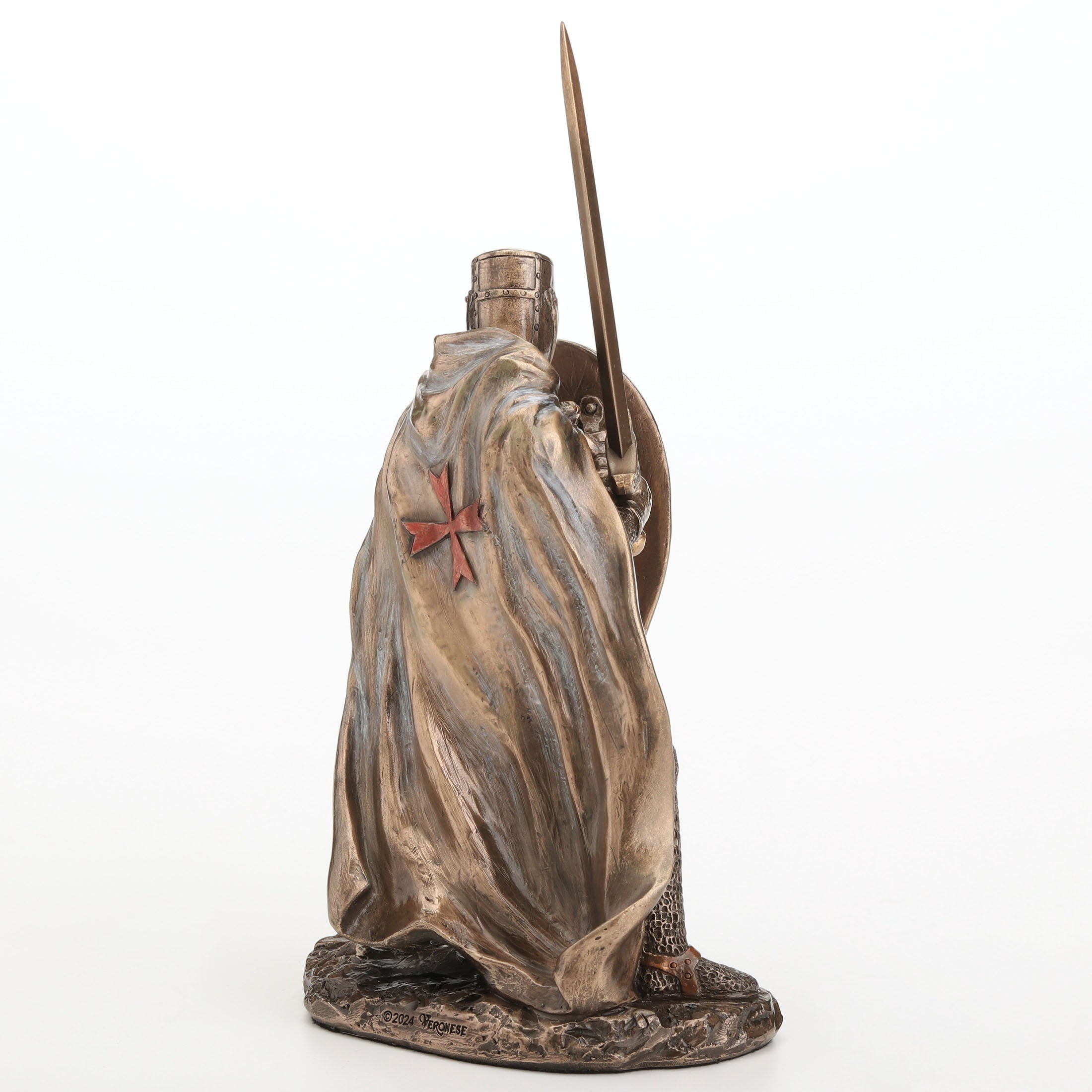 Knights Templar Crusader Wielding Sword and Shield