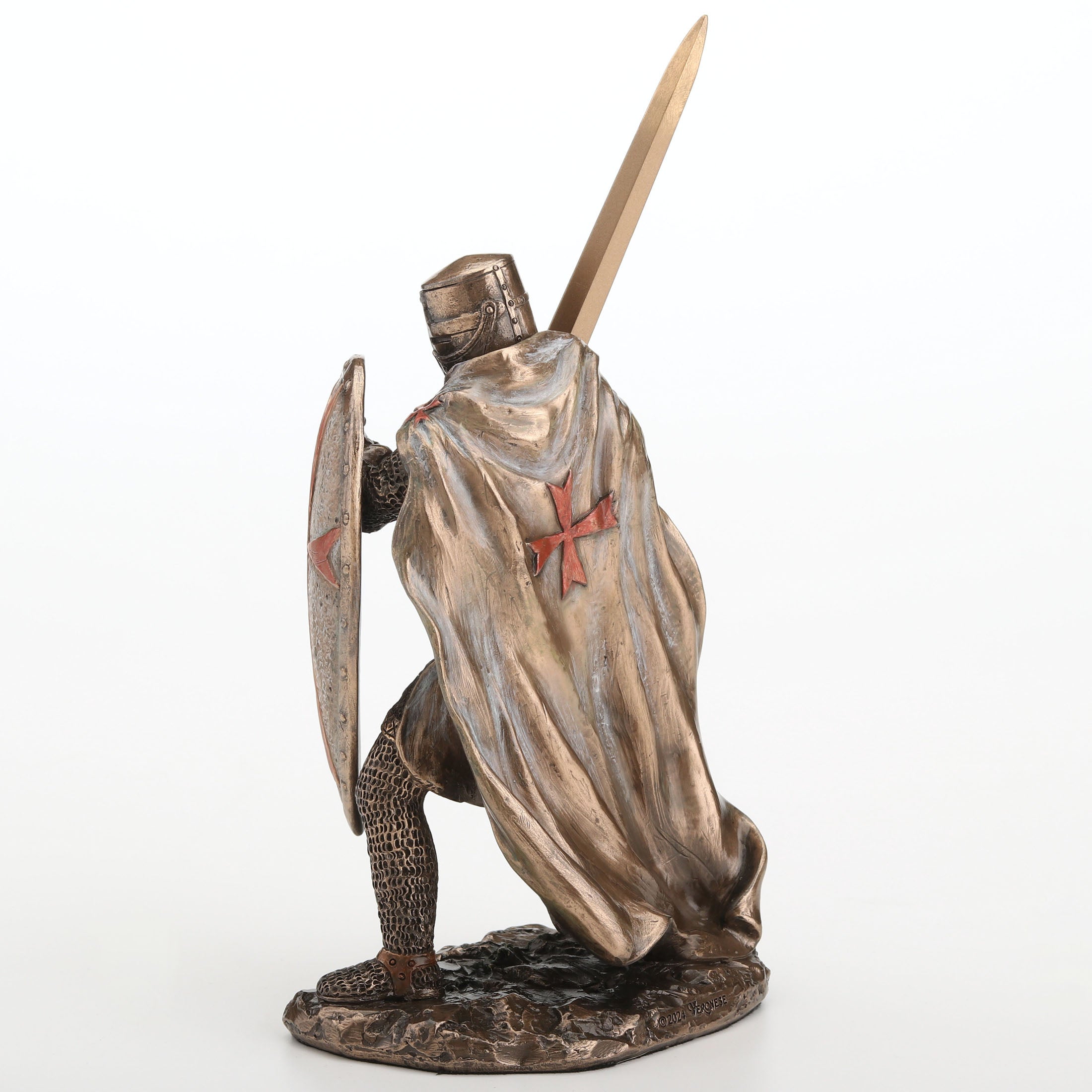 Knights Templar Crusader Wielding Sword and Shield