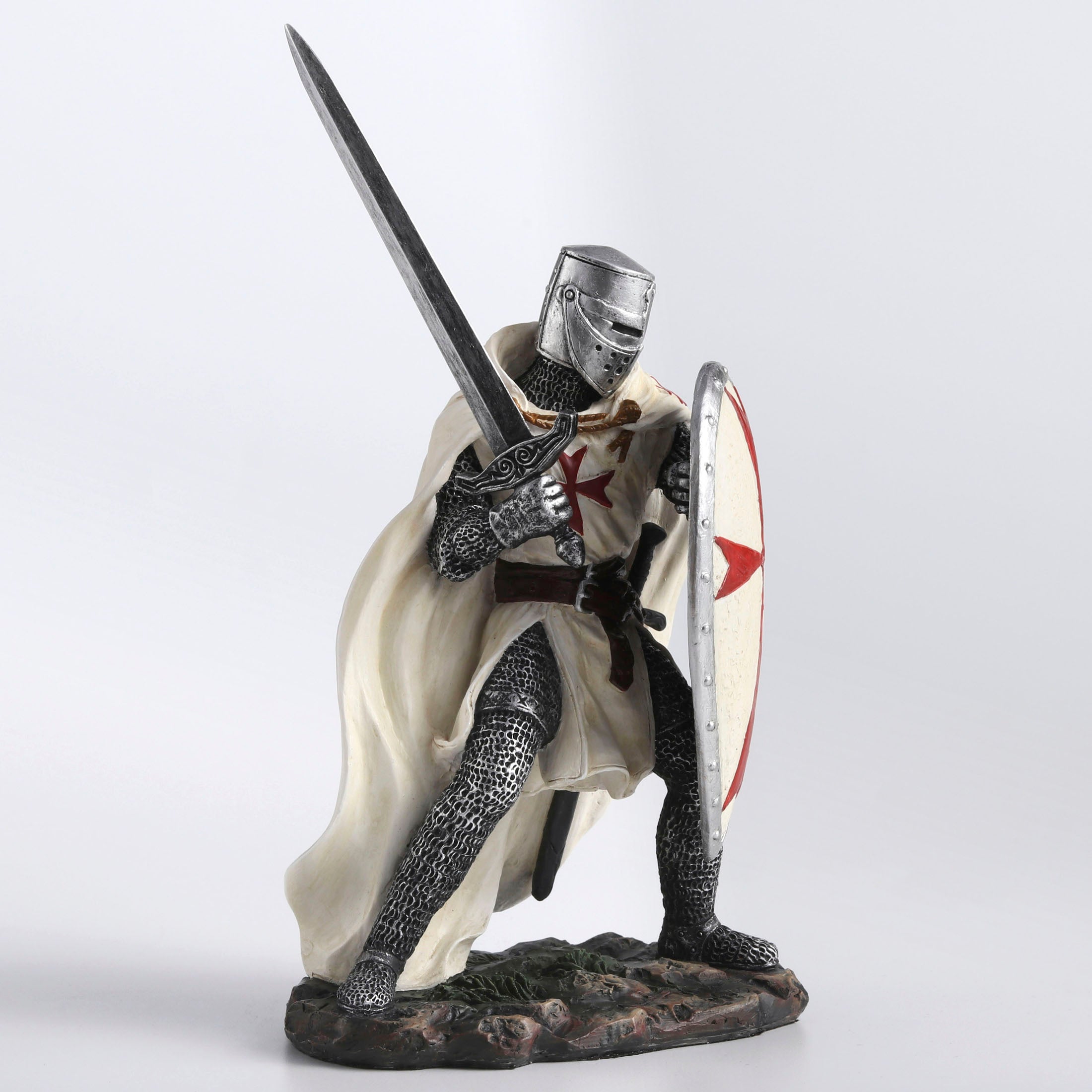 Knights Templar Crusader Wielding Sword And Shield