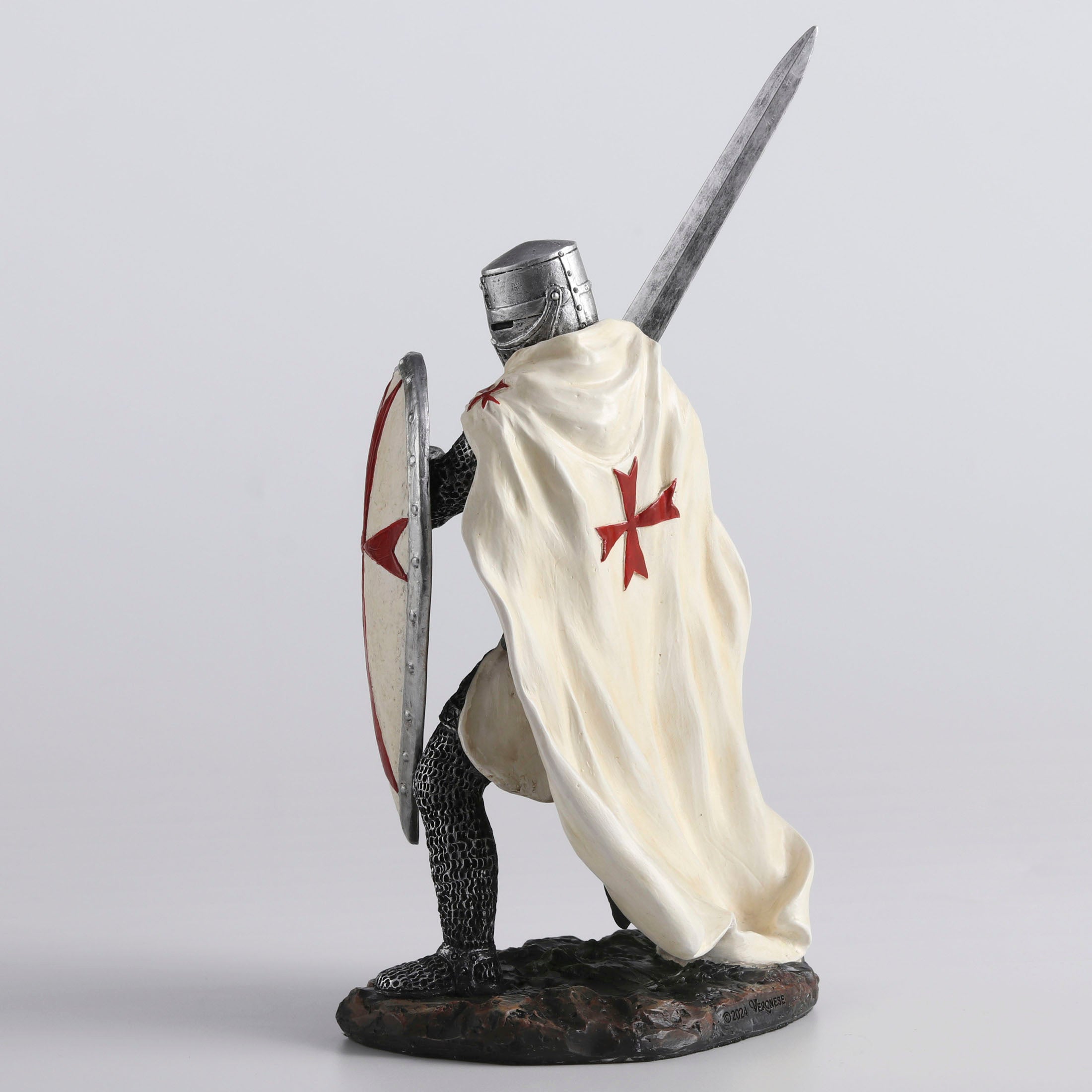 Knights Templar Crusader Wielding Sword And Shield