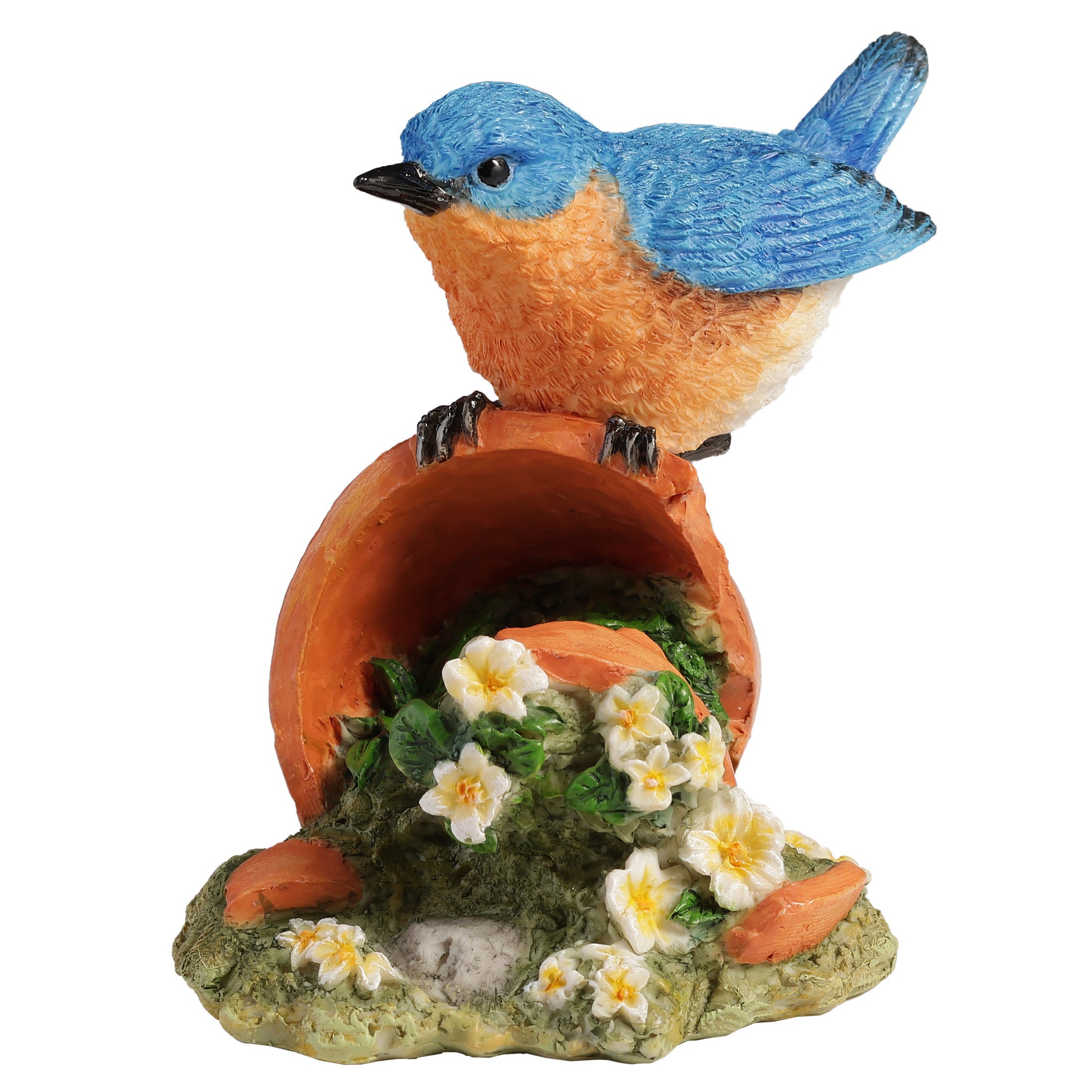 Bluebird Perching On Tipped Over Flower Pot