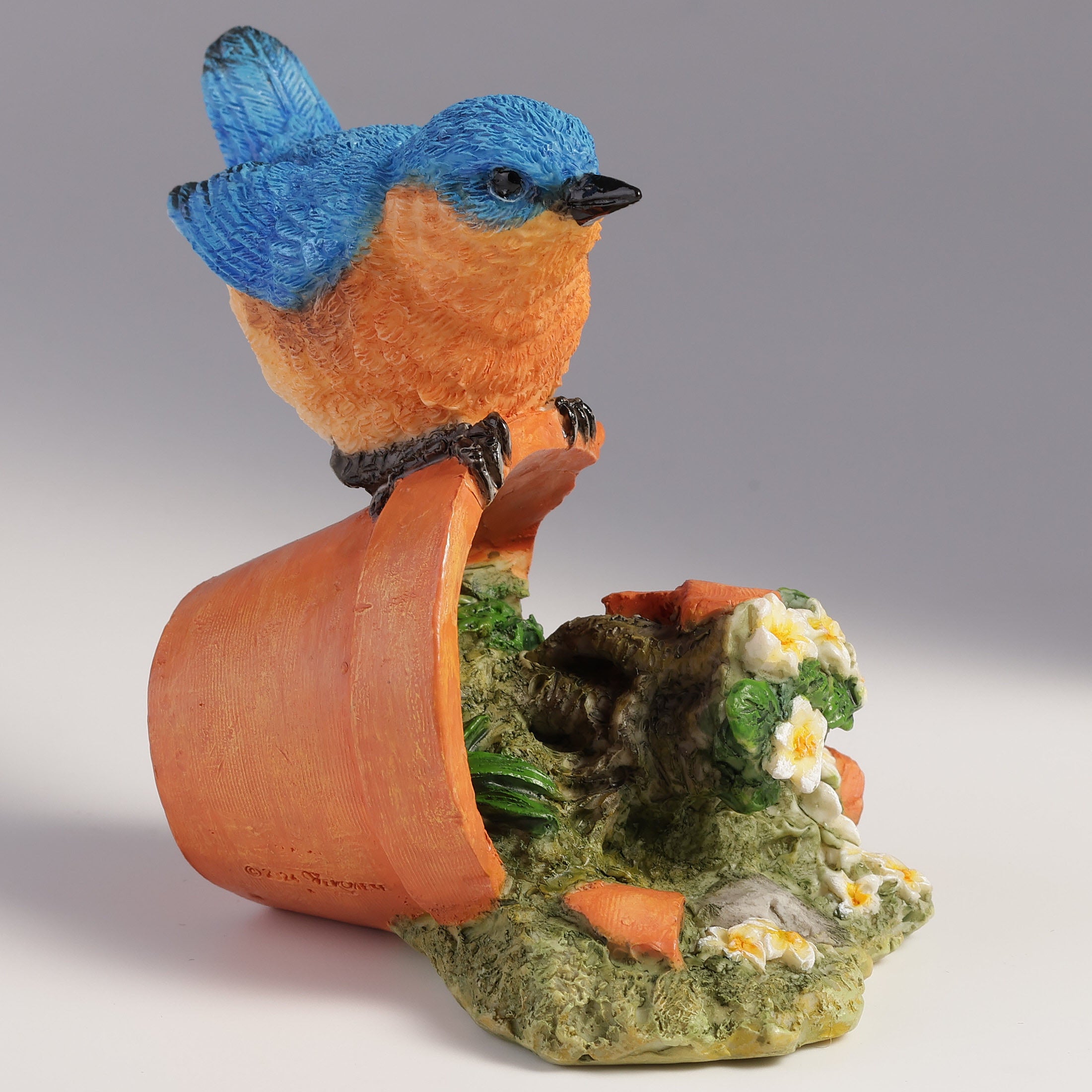 Bluebird Perching On Tipped Over Flower Pot