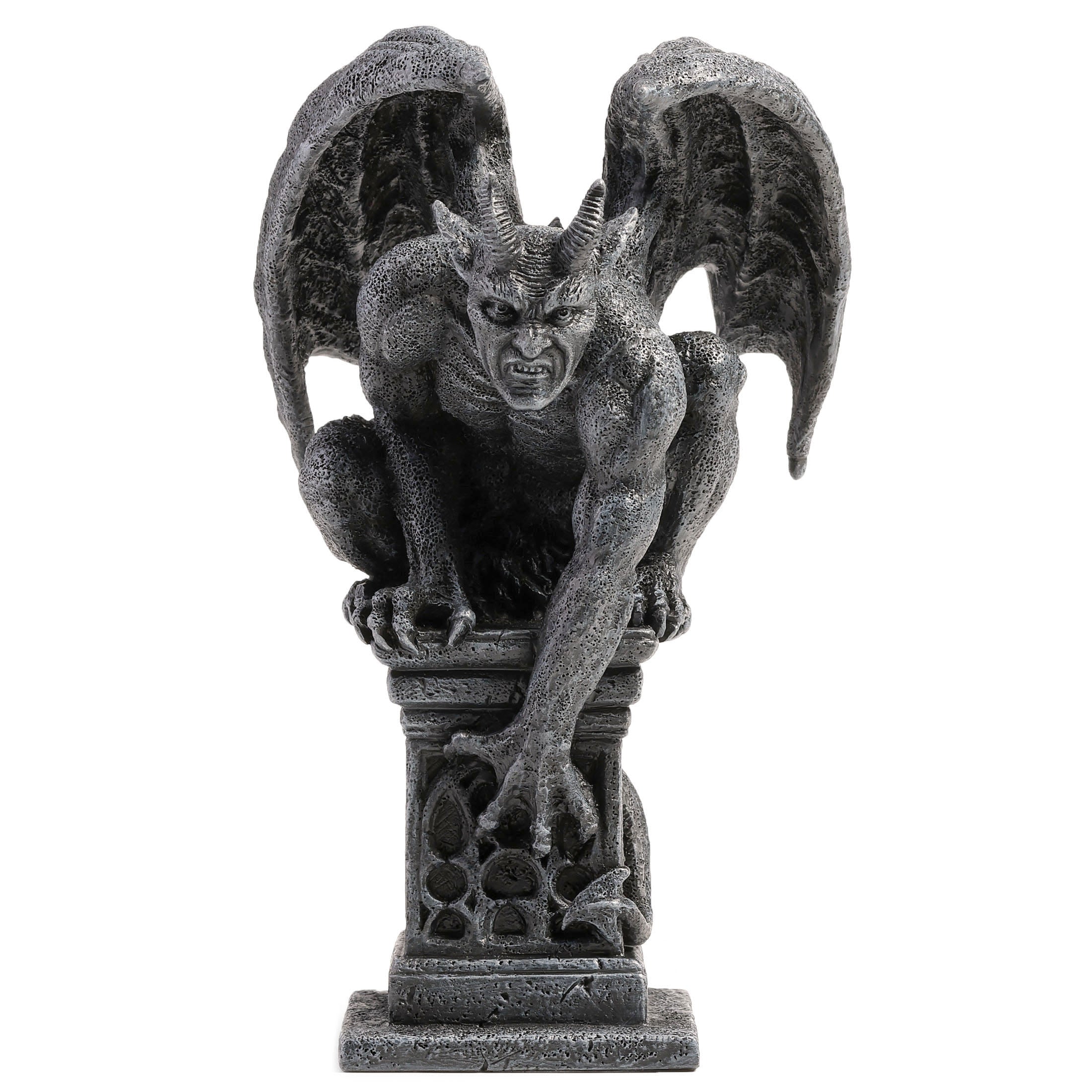 Imp Face Gargoyle Crouching On Pedestal