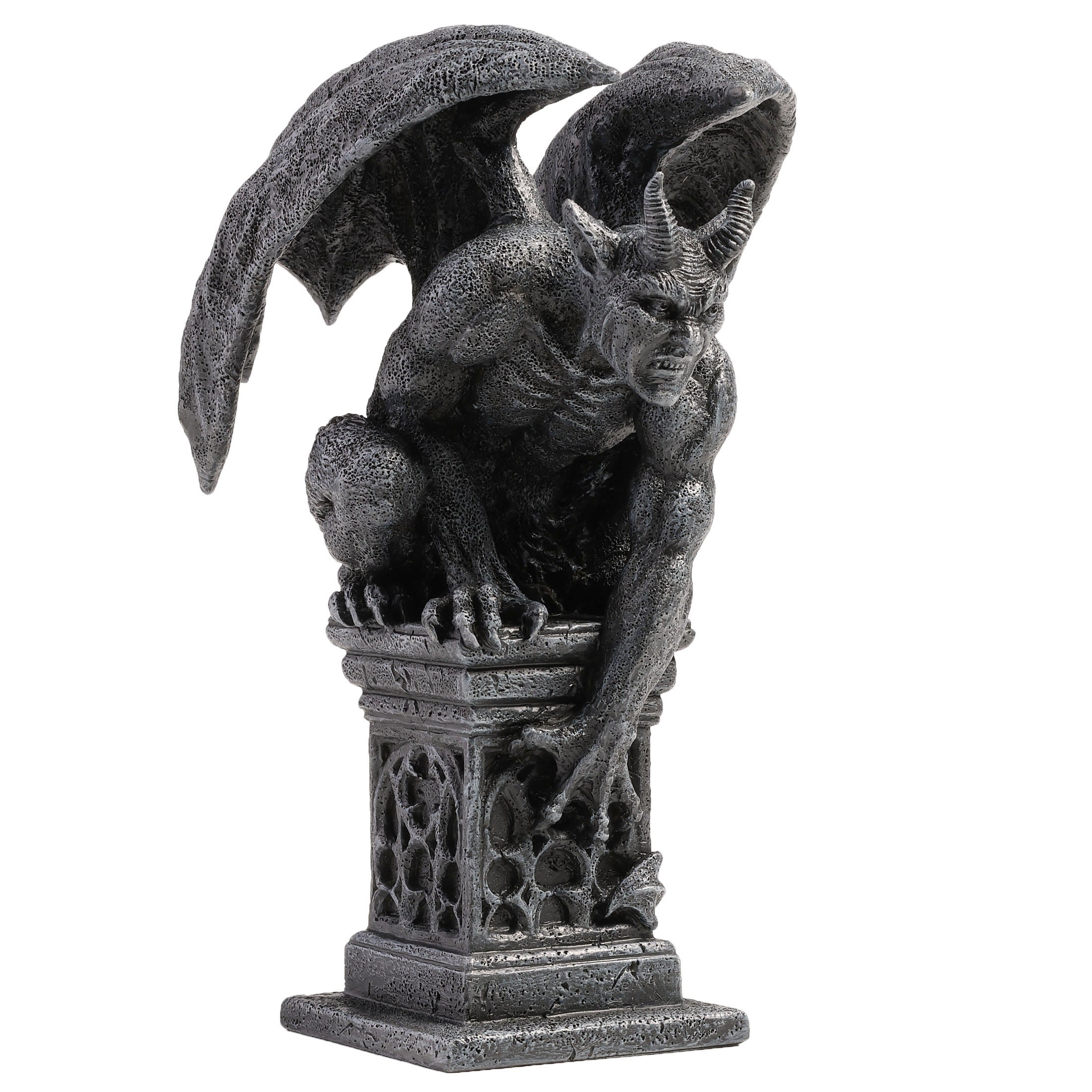 Imp Face Gargoyle Crouching On Pedestal
