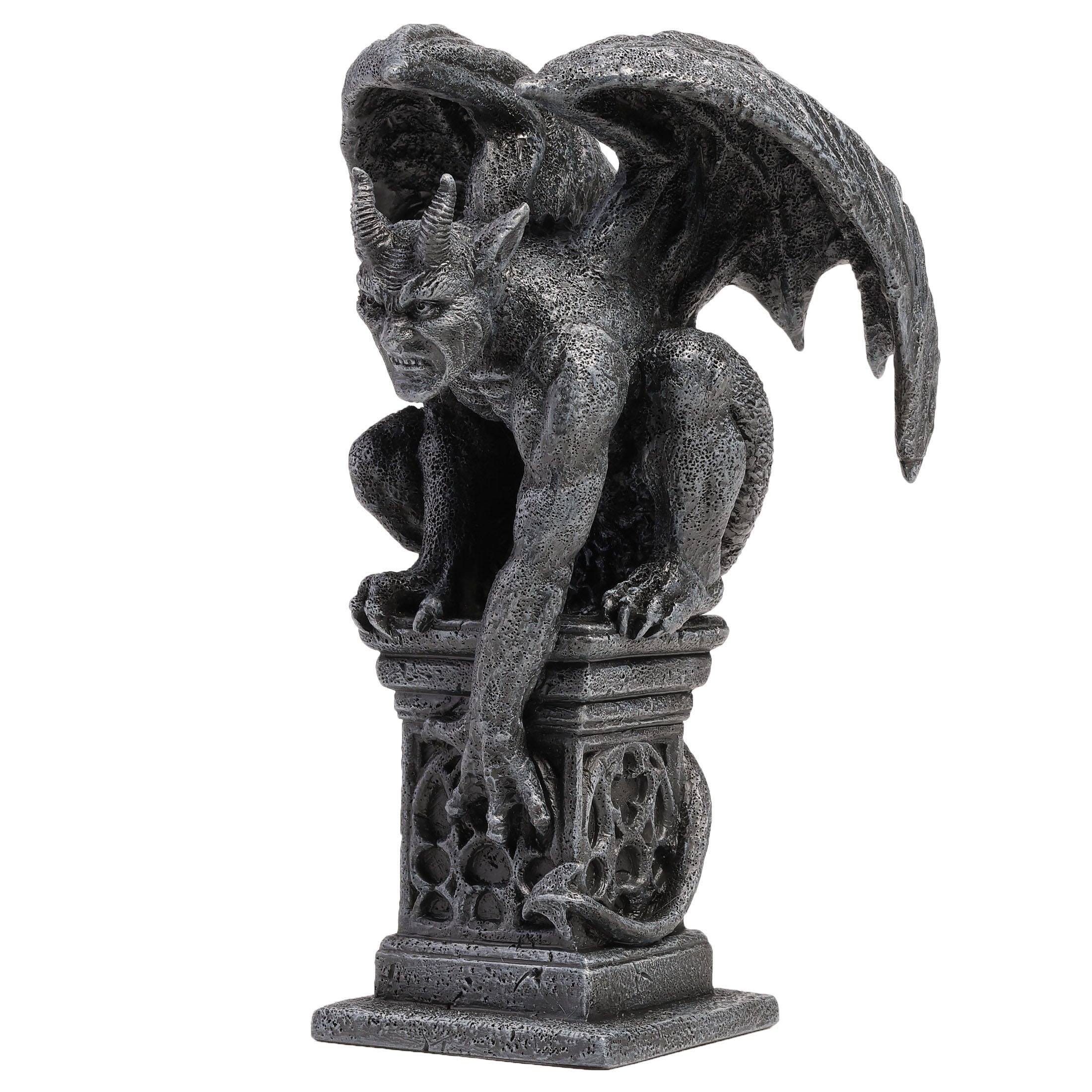 Imp Face Gargoyle Crouching On Pedestal