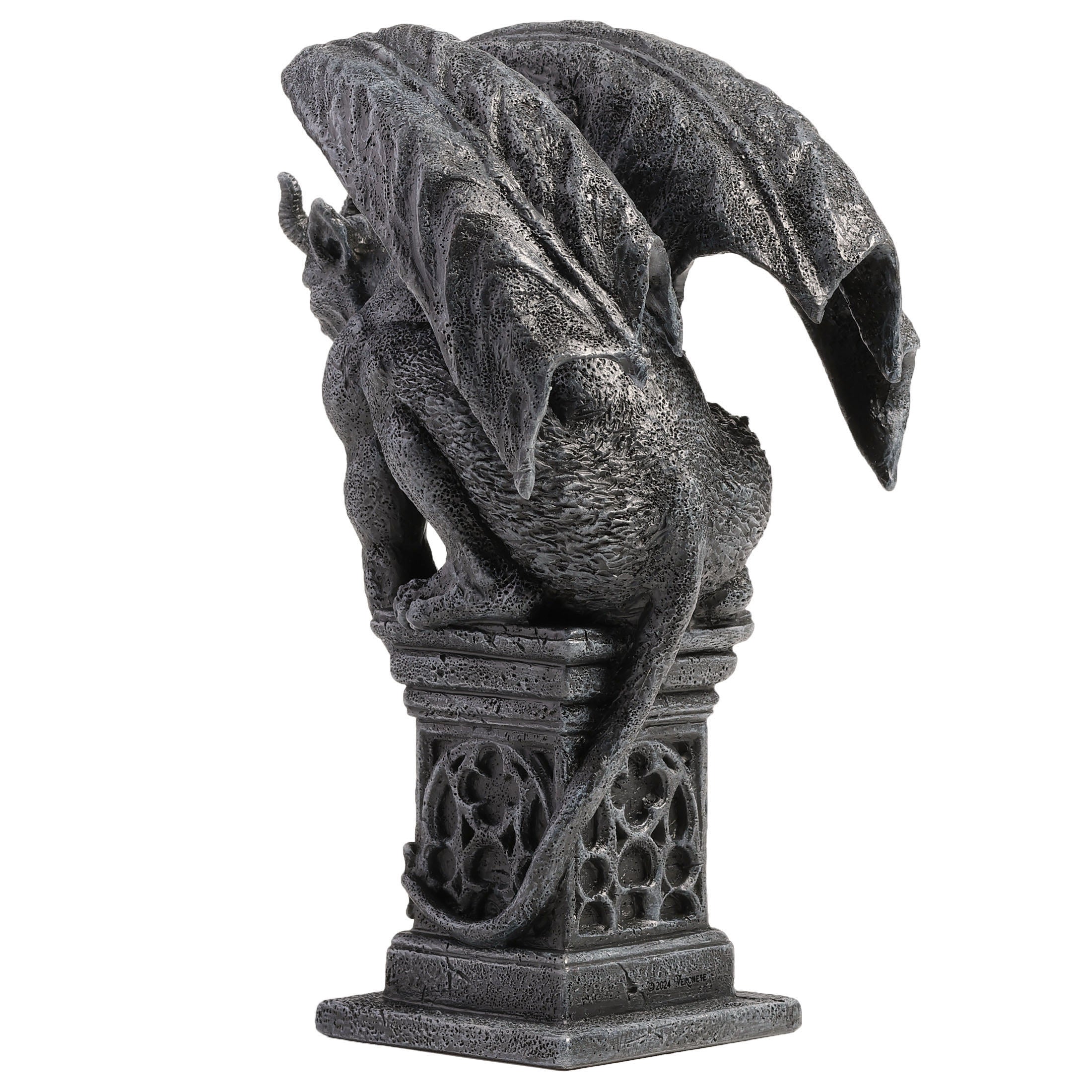 Imp Face Gargoyle Crouching On Pedestal