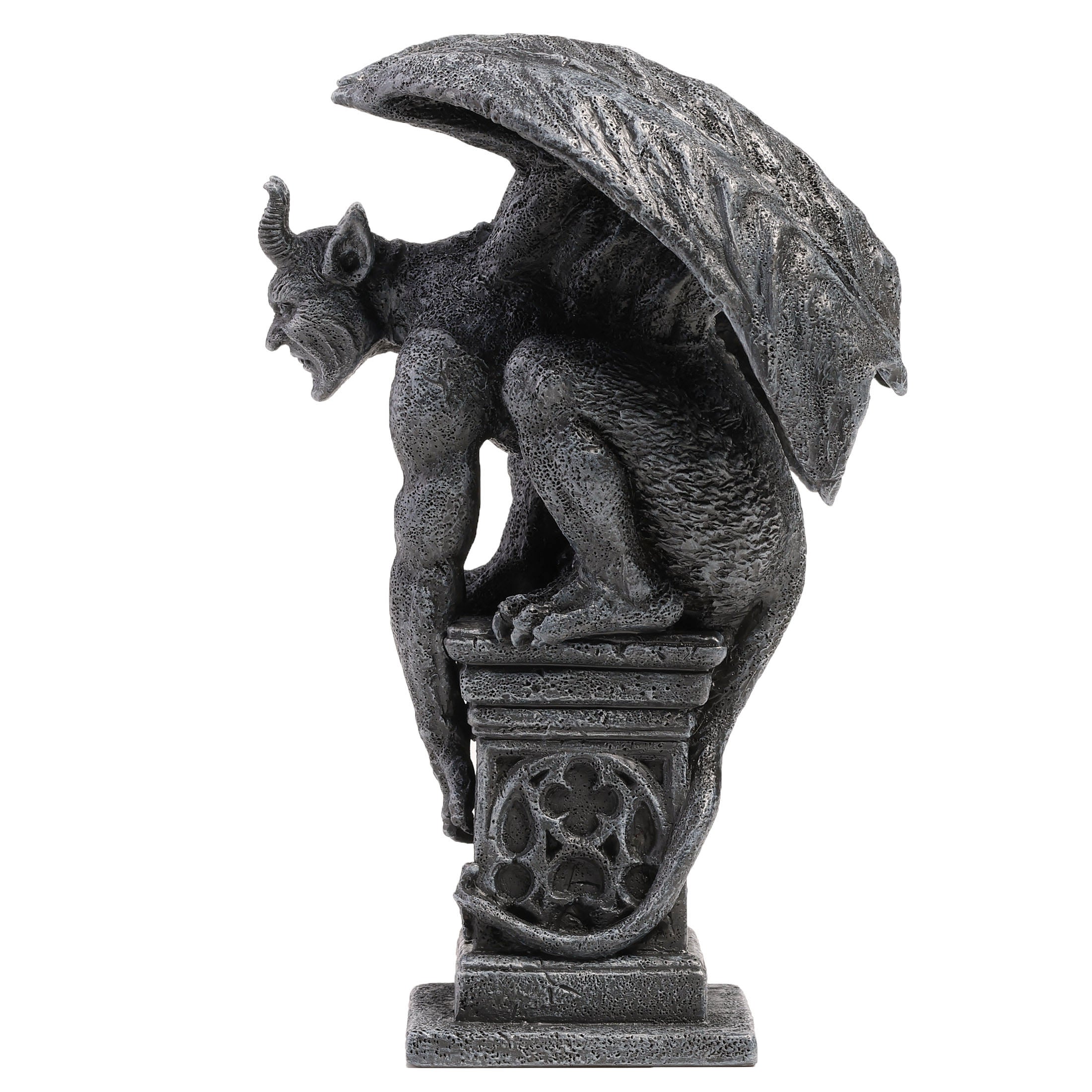 Imp Face Gargoyle Crouching On Pedestal
