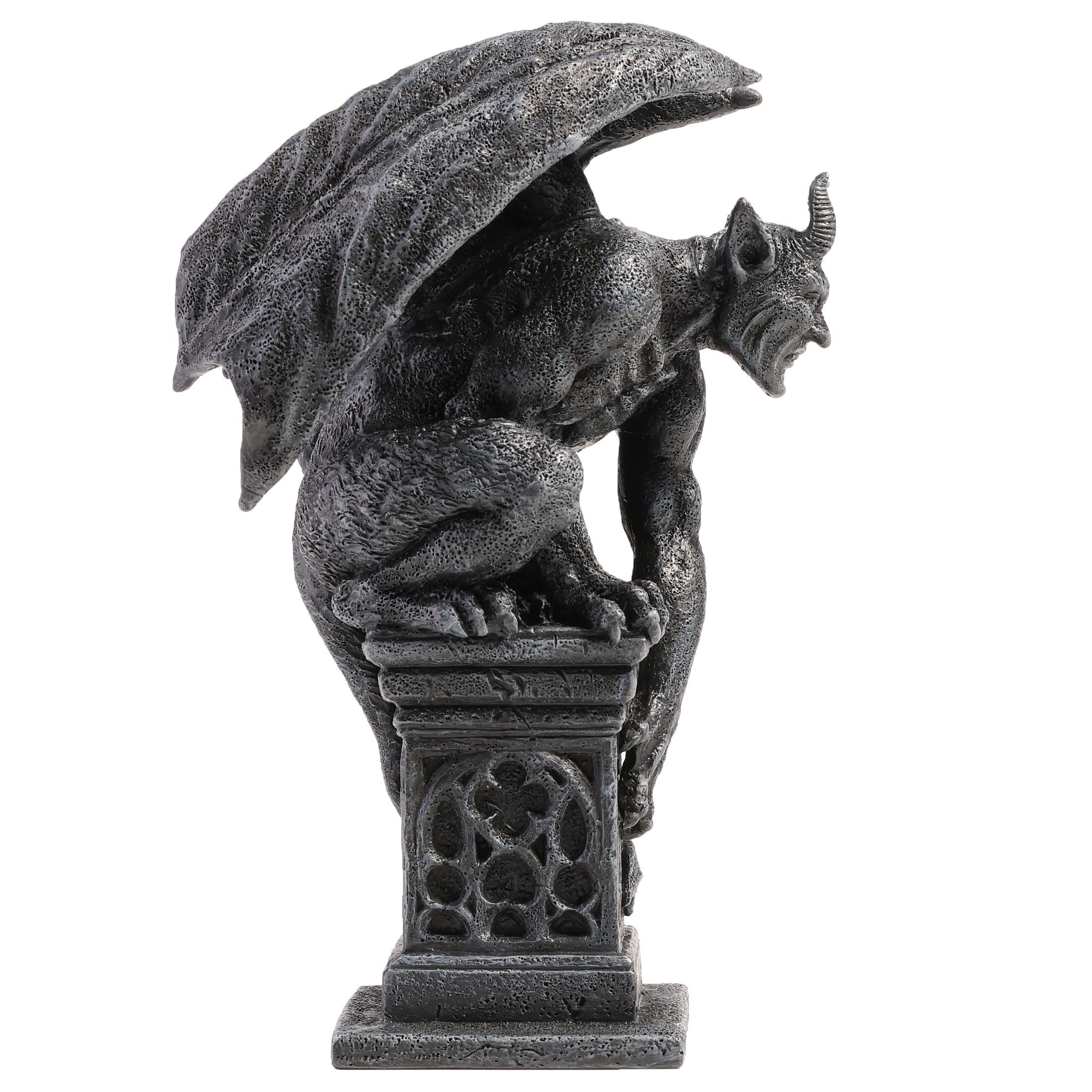 Imp Face Gargoyle Crouching On Pedestal