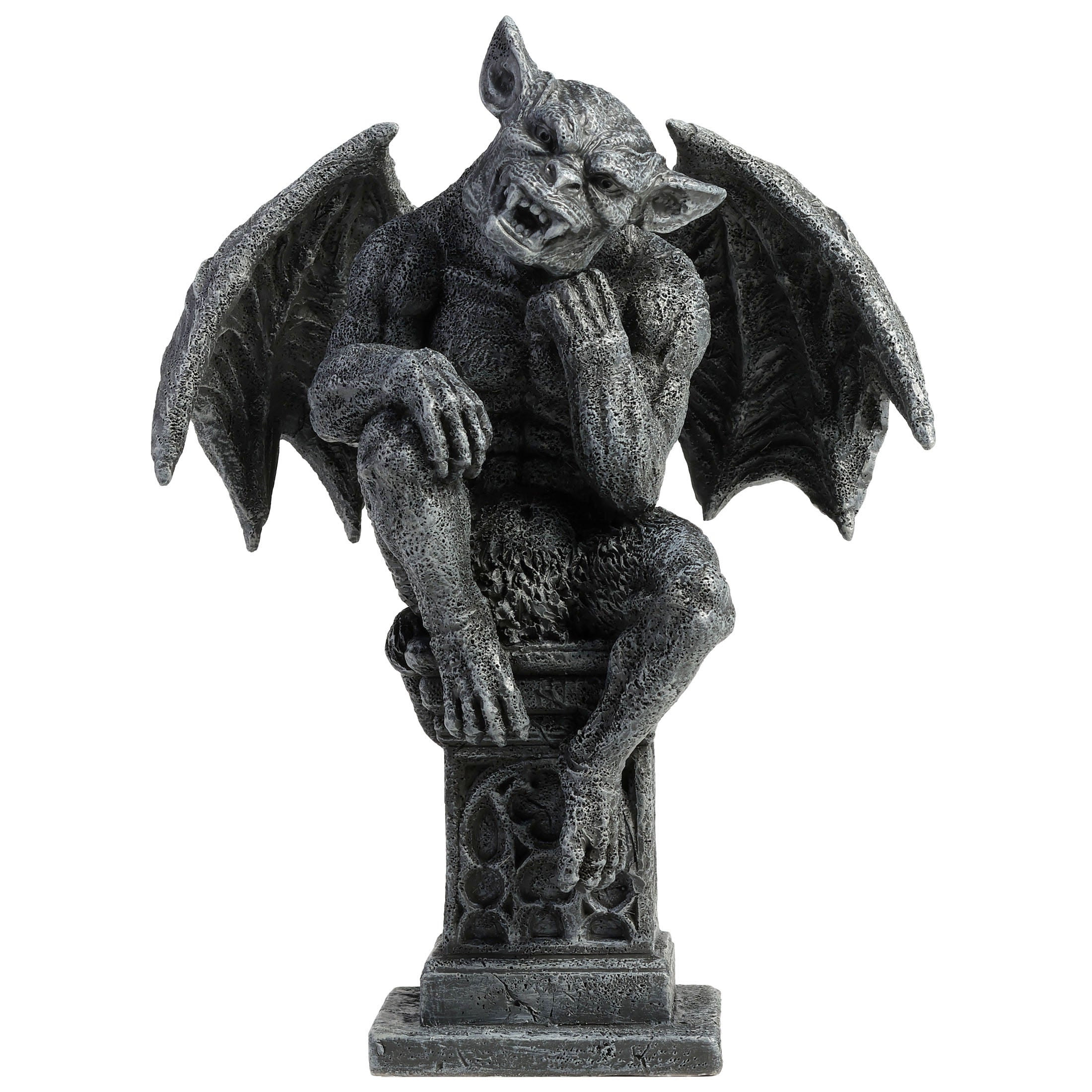 Beast Gargoyle Thinker Pose On Pedestal