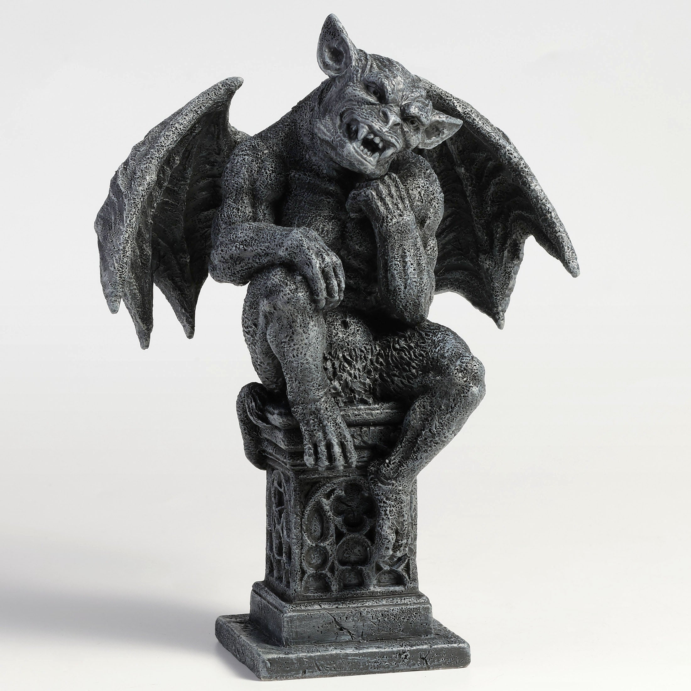 Beast Gargoyle Thinker Pose On Pedestal