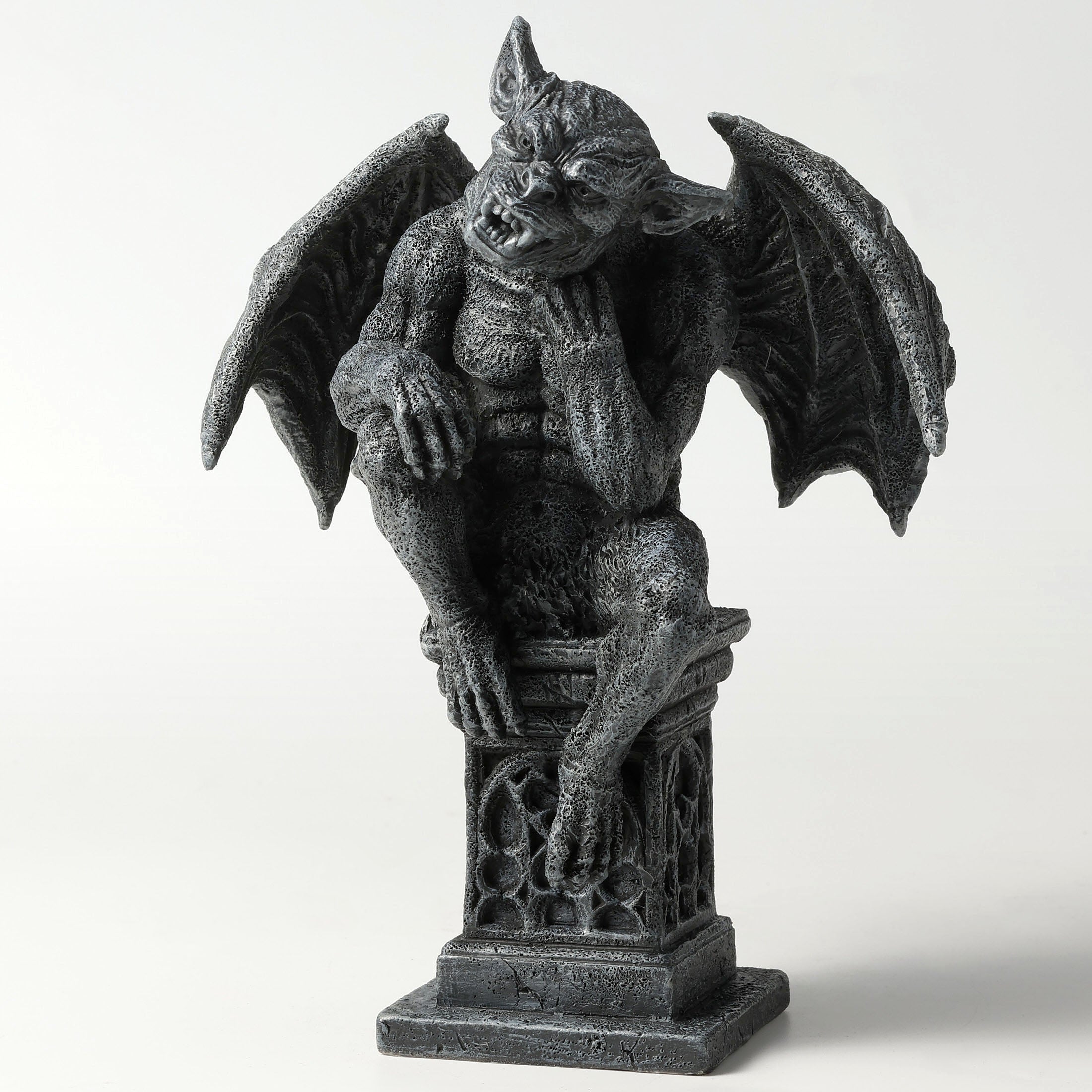 Beast Gargoyle Thinker Pose On Pedestal