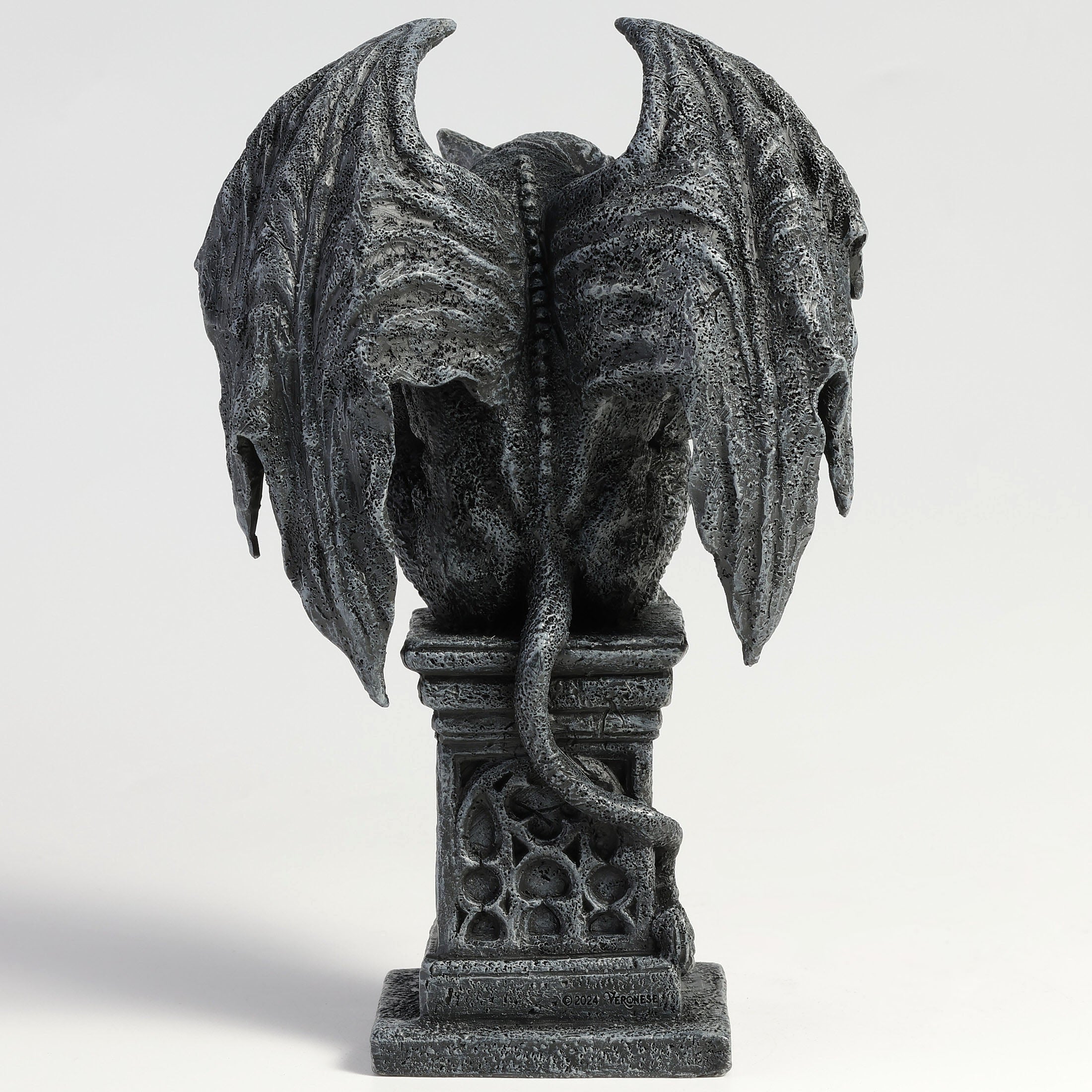Beast Gargoyle On Pedestal Sitting Leg Crossed