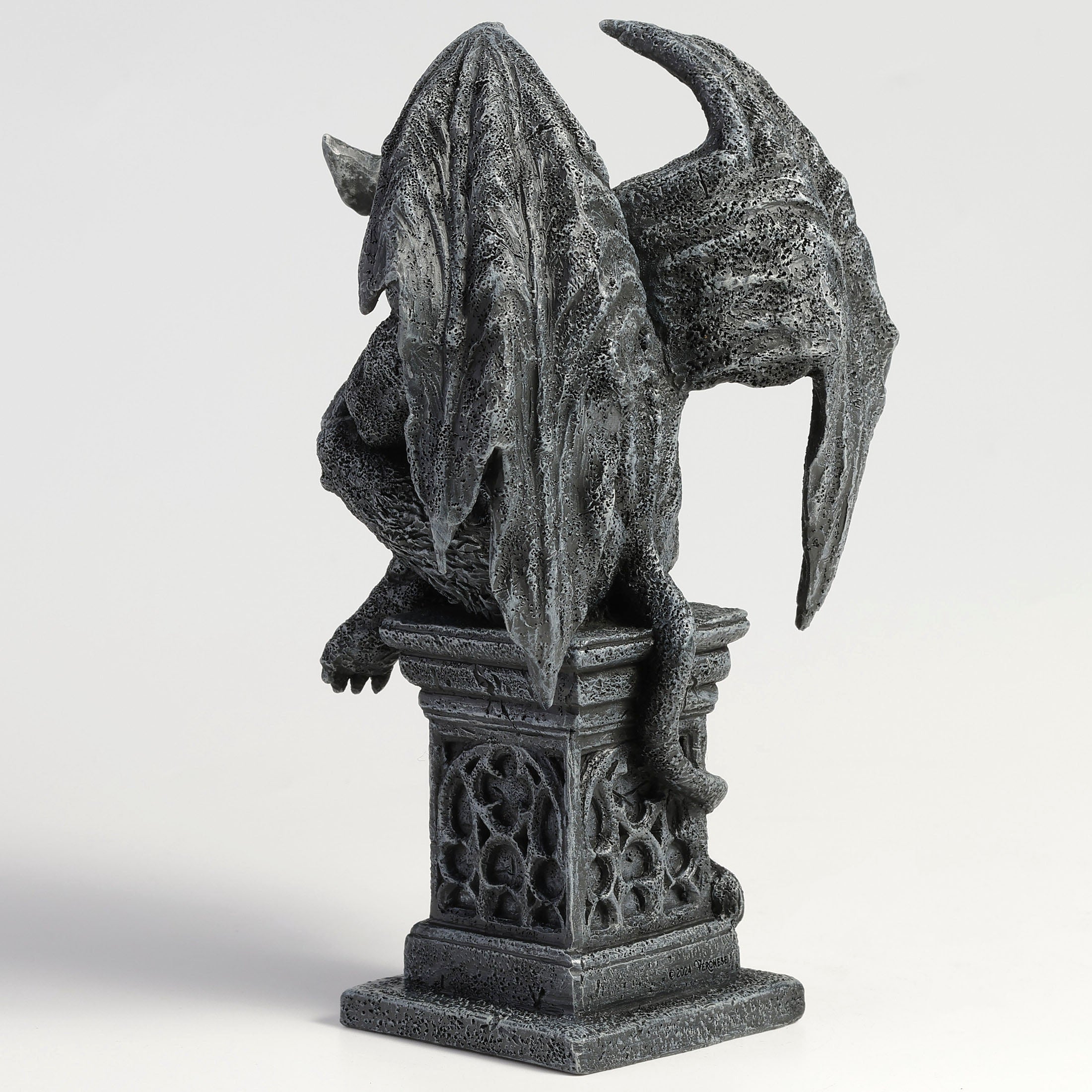 Beast Gargoyle On Pedestal Sitting Leg Crossed
