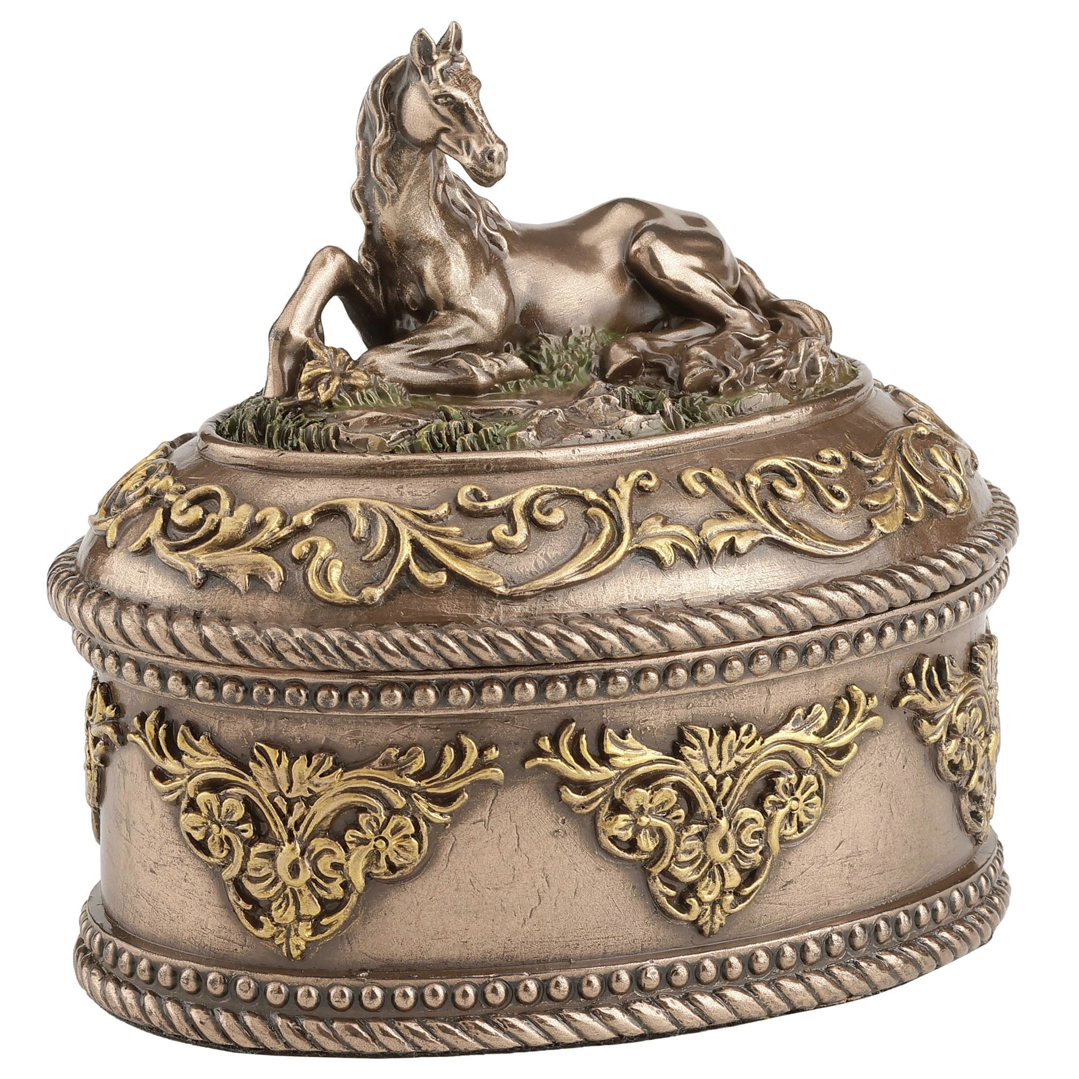 Lying Horse Oval Trinket Box