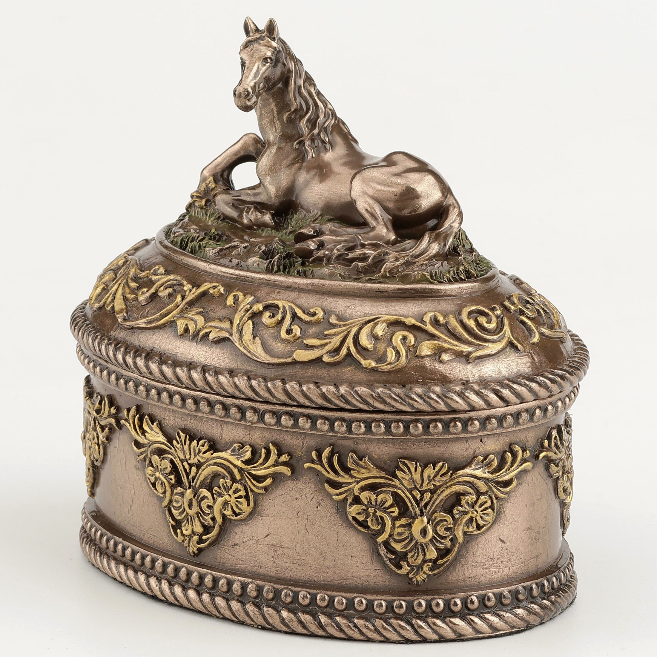 Lying Horse Oval Trinket Box