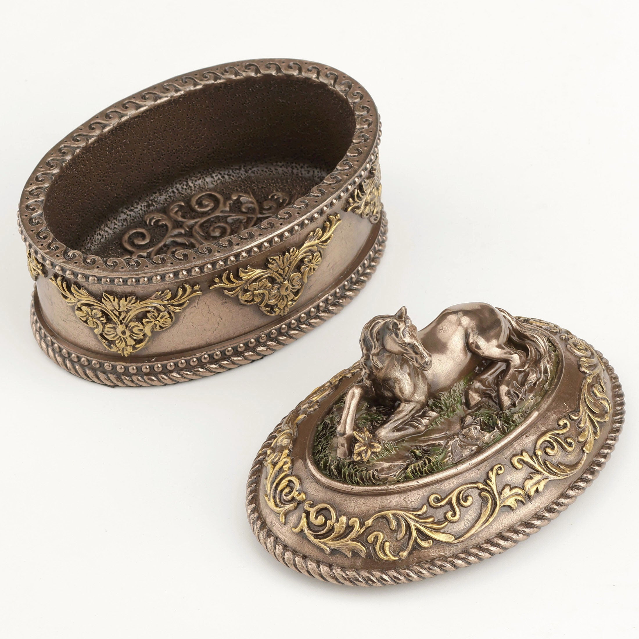 Lying Horse Oval Trinket Box