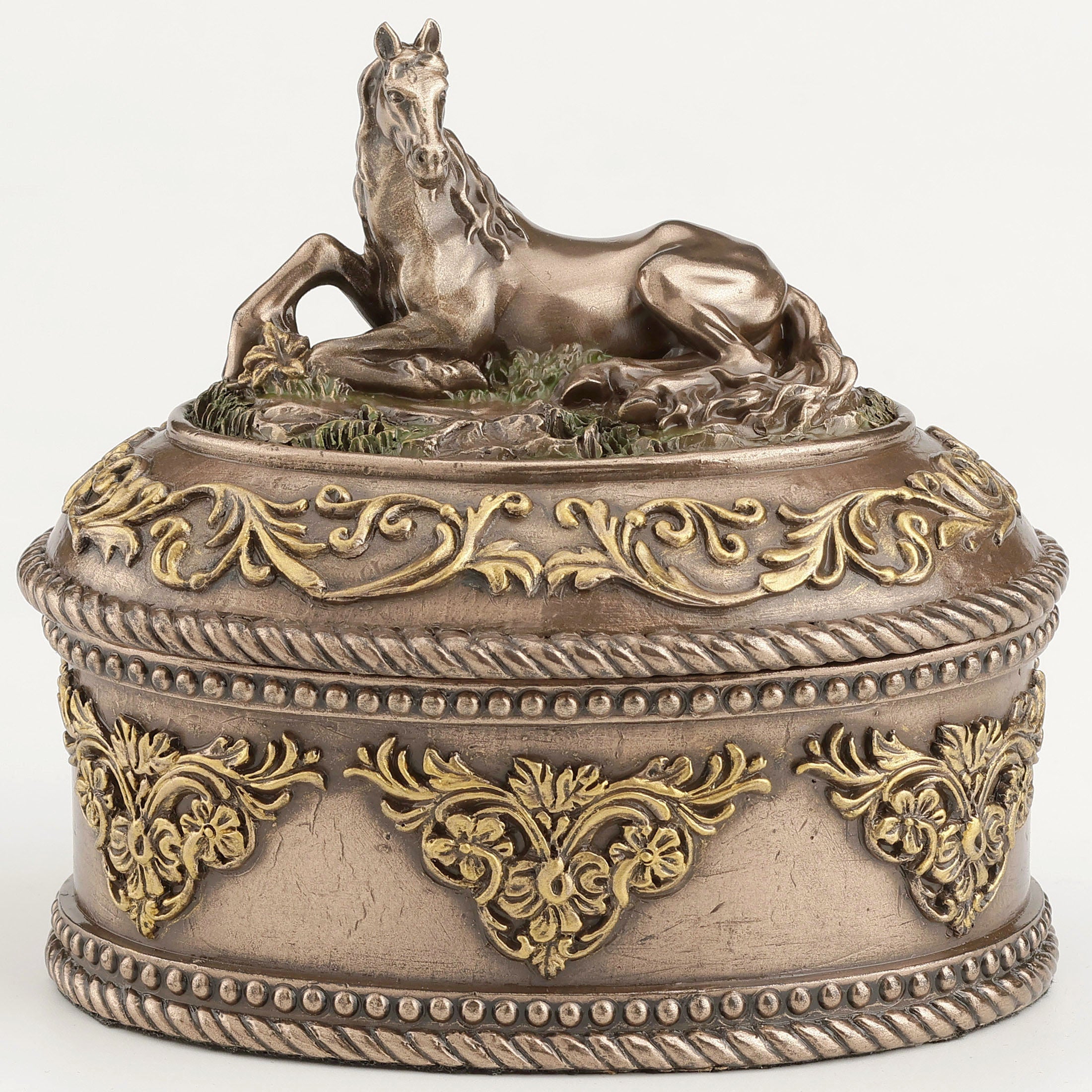 Lying Horse Oval Trinket Box