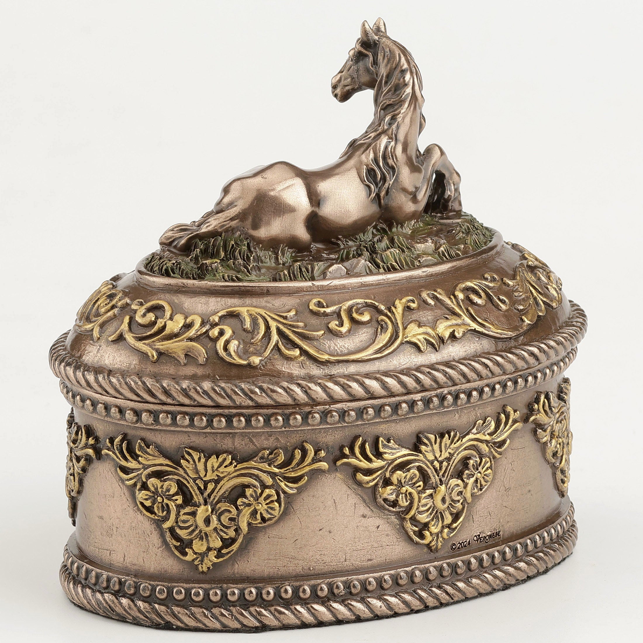 Lying Horse Oval Trinket Box