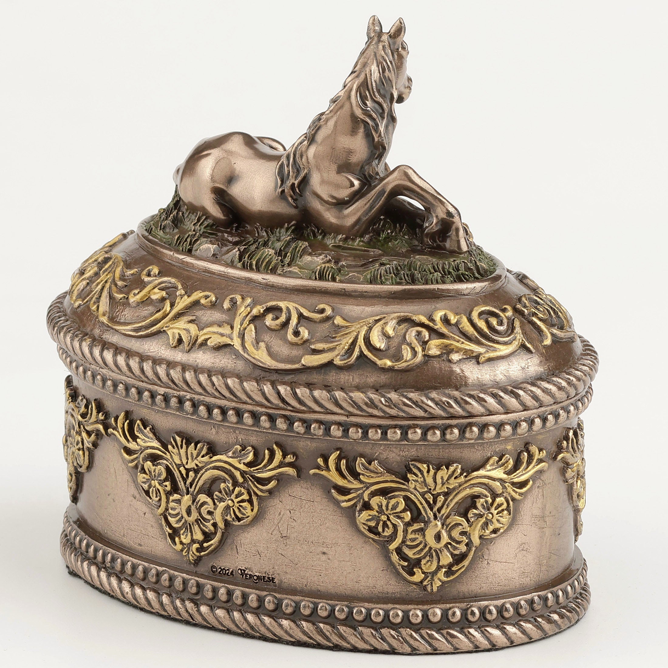 Lying Horse Oval Trinket Box