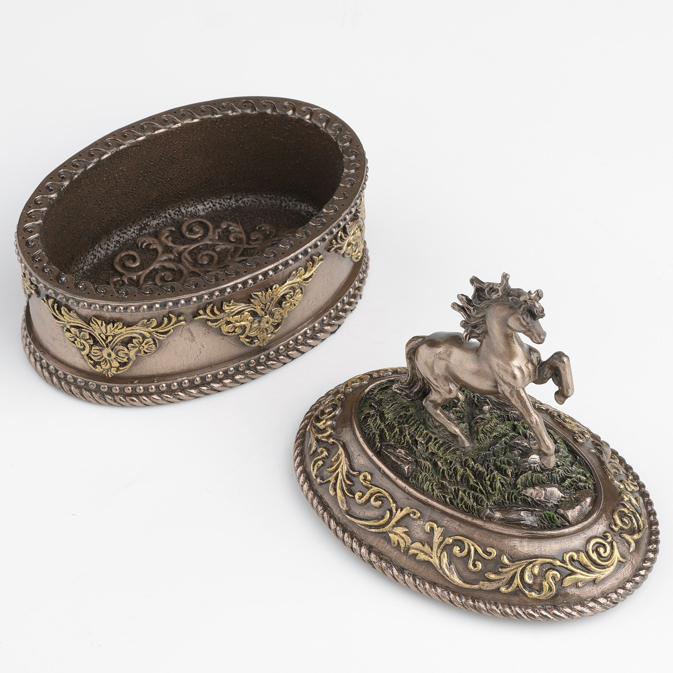Rearing Horse Oval Trinket Box